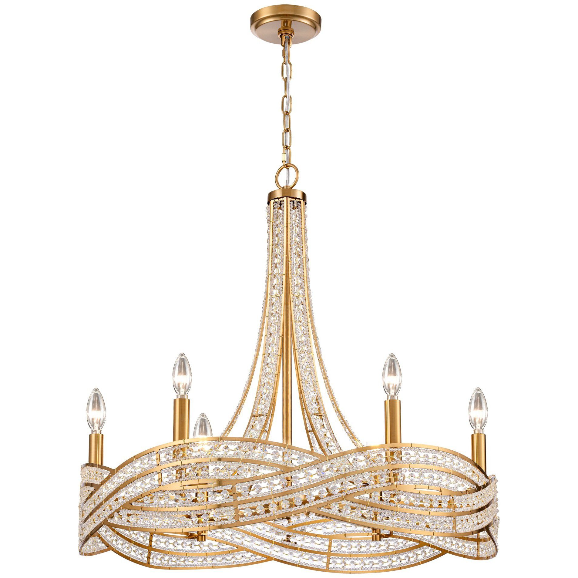Anastasia 6 Light 27 inch Lacquered Gold Chandelier Ceiling Light