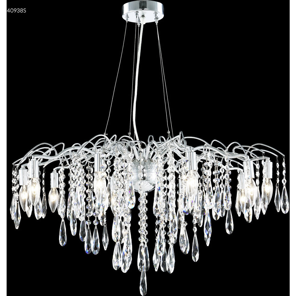 Contemporary 10 Light 31 inch Silver Crystal Chandelier Ceiling Light