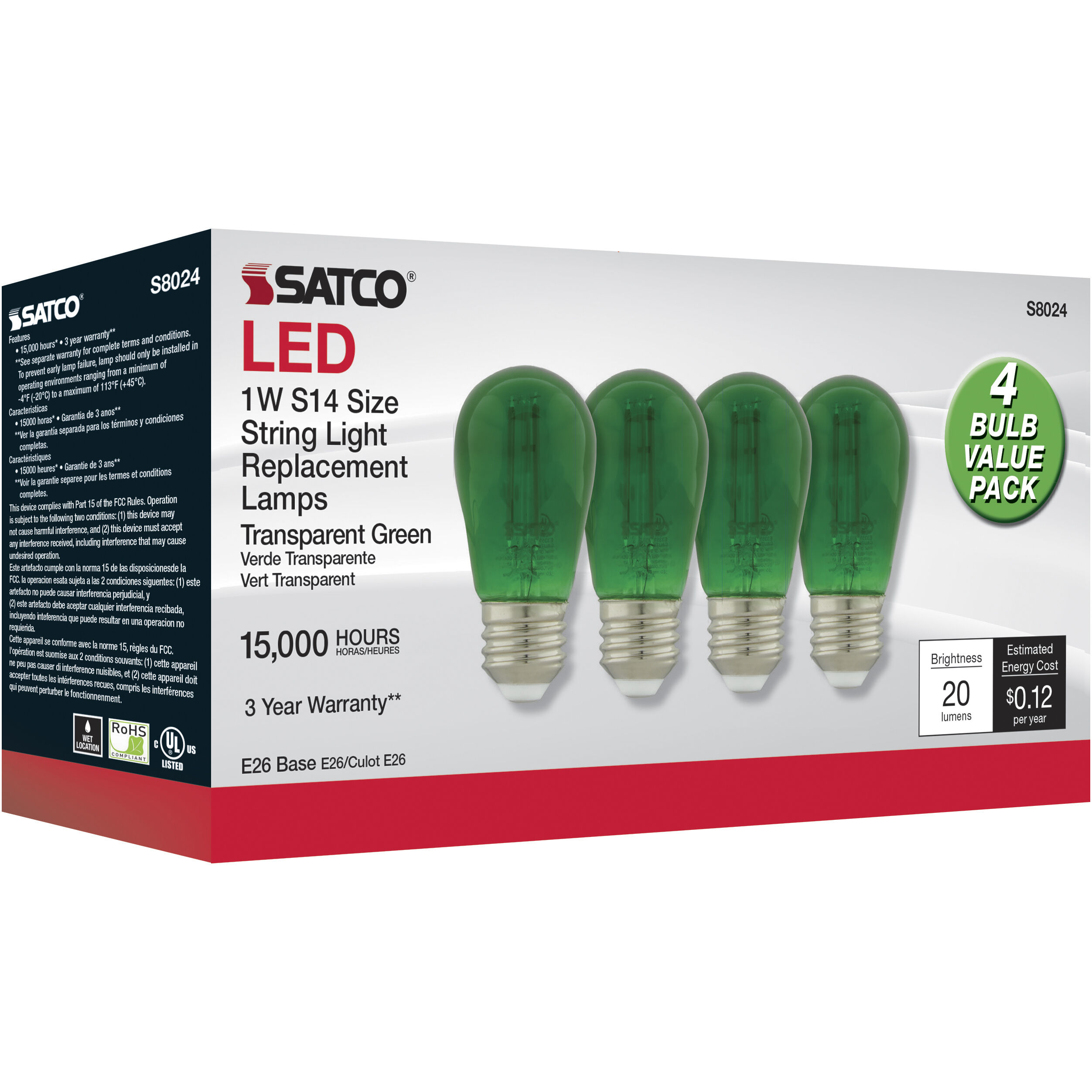 Lumos LED LED Filament Medium 1.00 watt Light Bulbs
