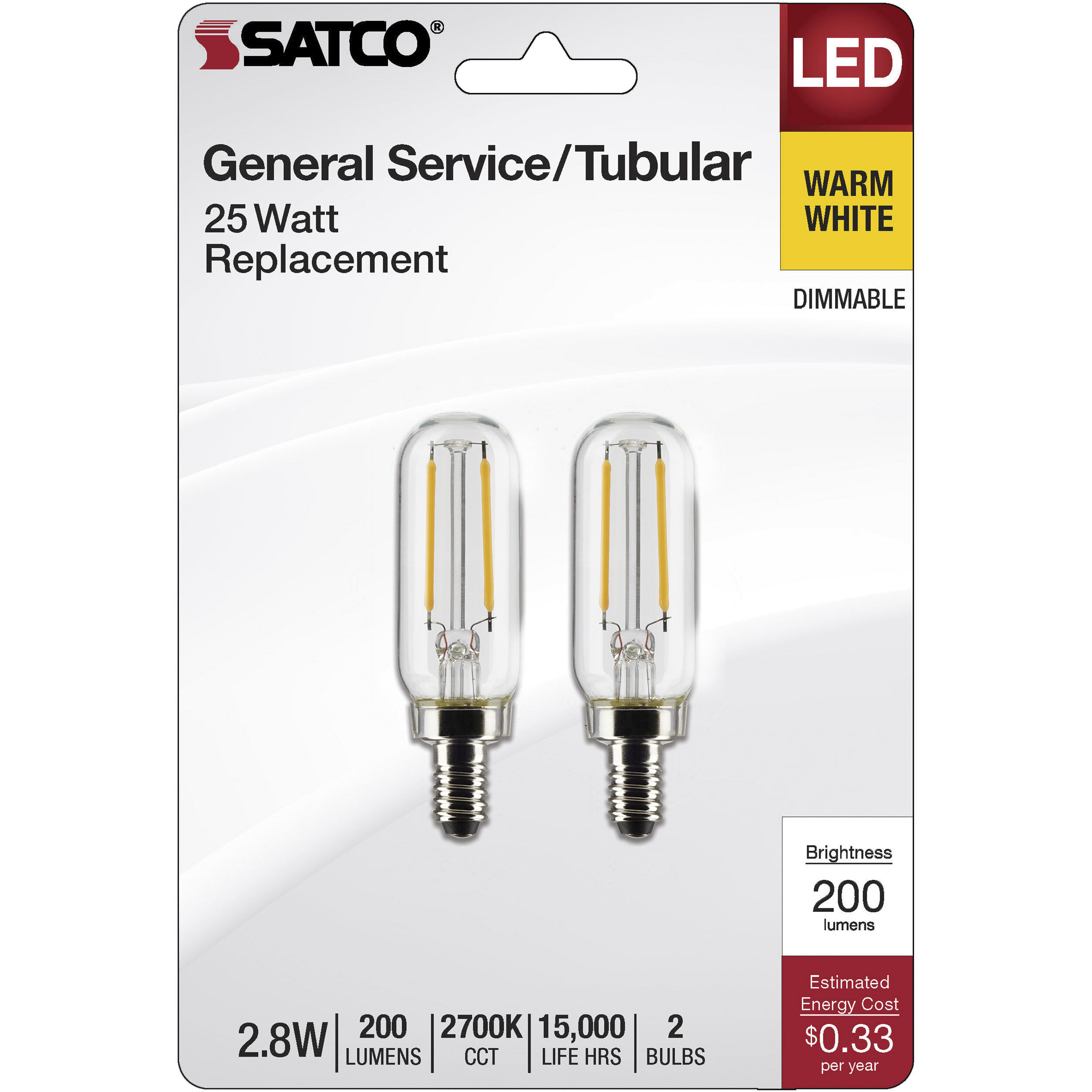 Lumos LED Candelabra 2.8 watt 120 2700K LED Filament, LED Filament