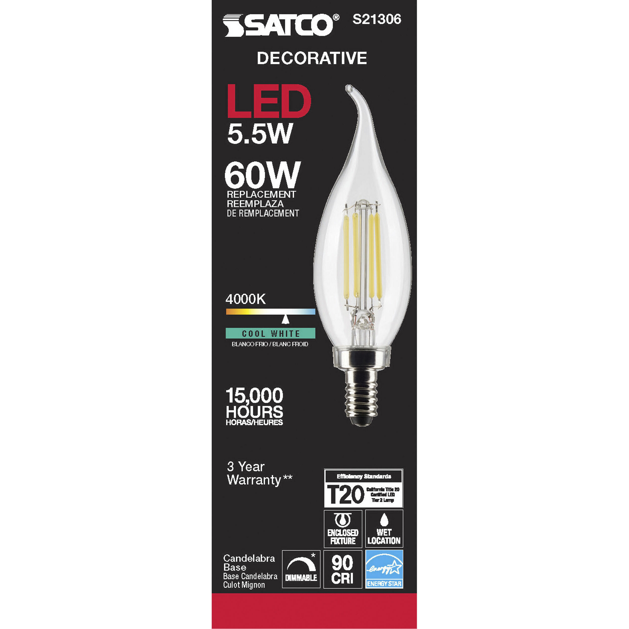 Lumos LED Candelabra Candelabra 5.50 watt 4000K LED Filament