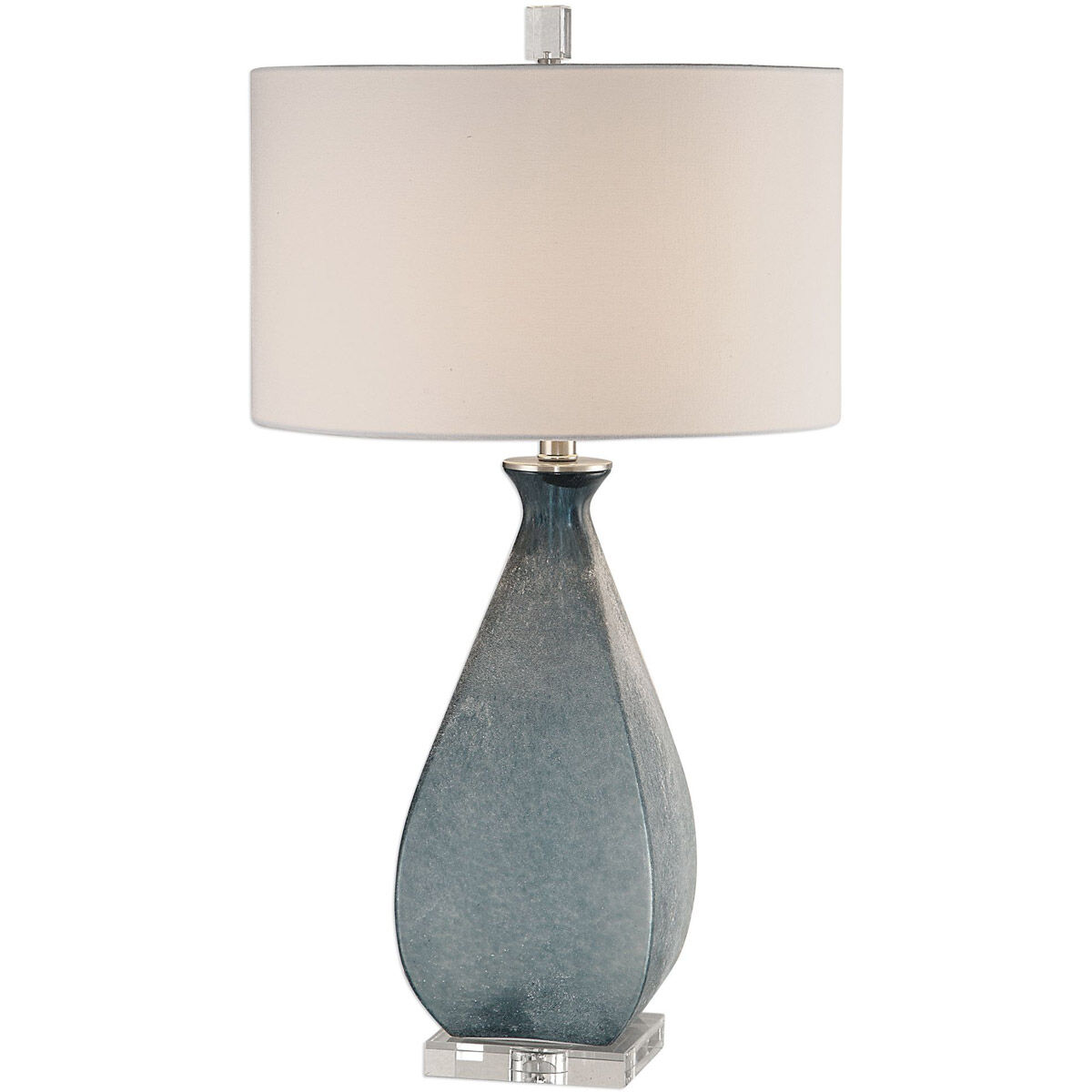 Atlantica 28.75 inch 150 watt Acid Etched Deep Ocean Blue Glass and Crystal Table Lamp Portable Light