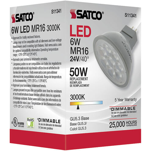 Satco 20 Watt MR16 GU5.3/Bi-pin Dimmable 2900K Halogen Bulb