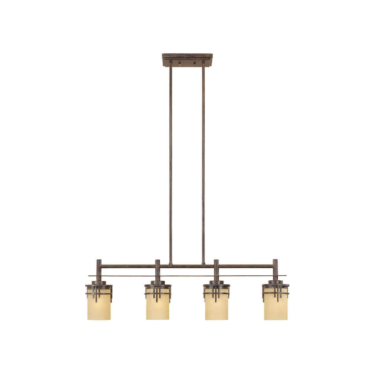 Mission Ridge 4 Light 36 inch Warm Mahogany Island Pendant Ceiling Light