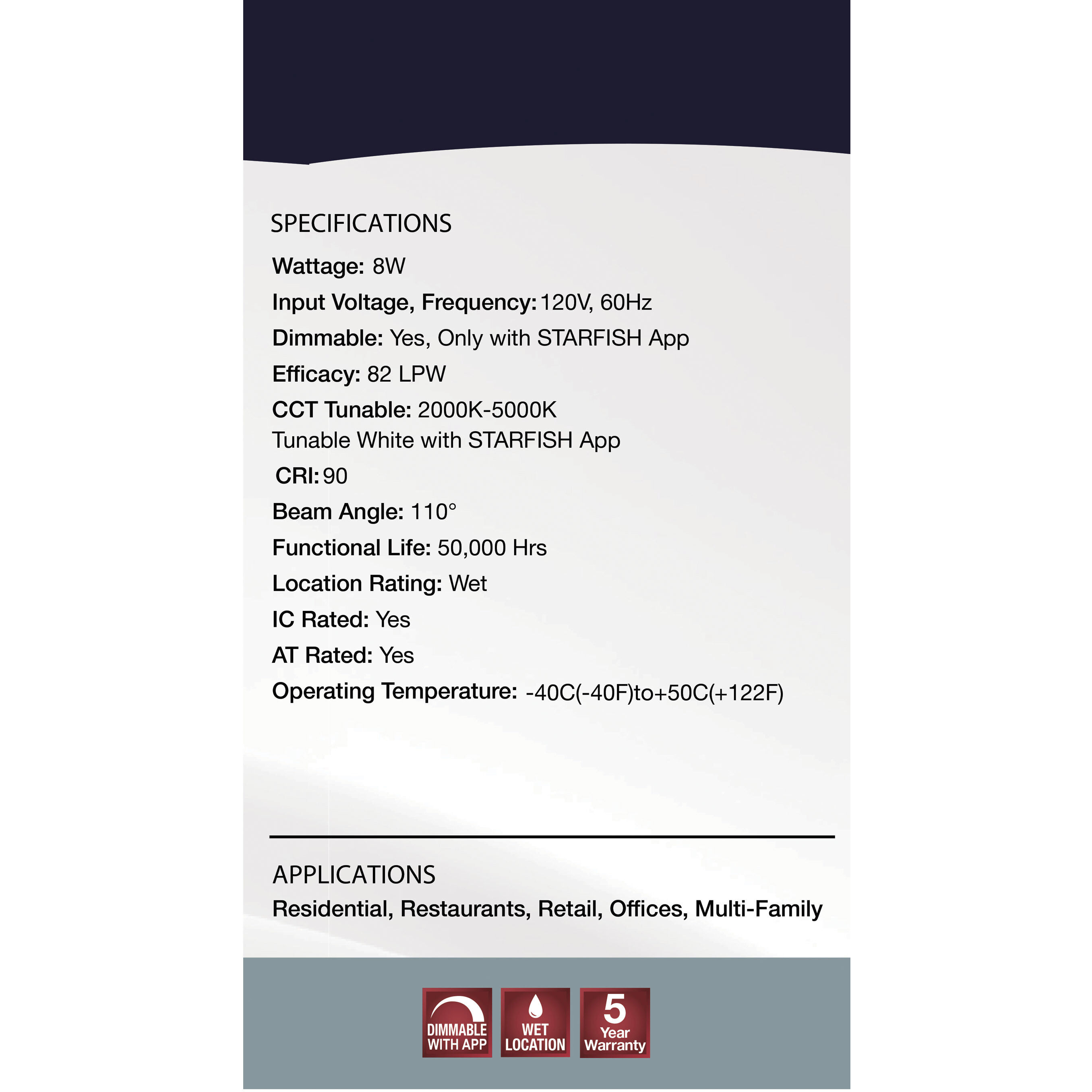 Starfish Integrated LED White Recessed