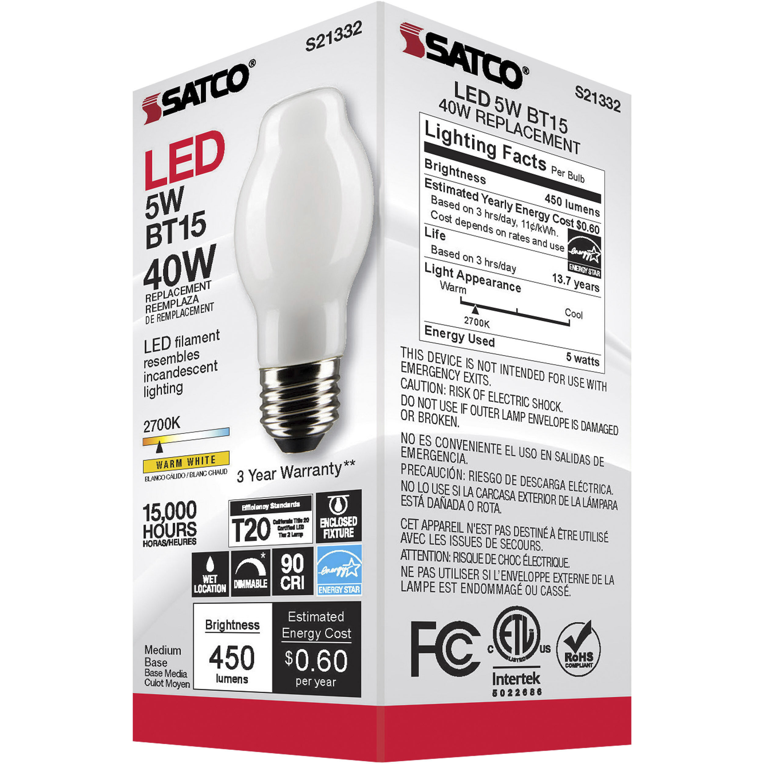 Lumos LED Medium Medium 5.00 watt 2700K LED Filament