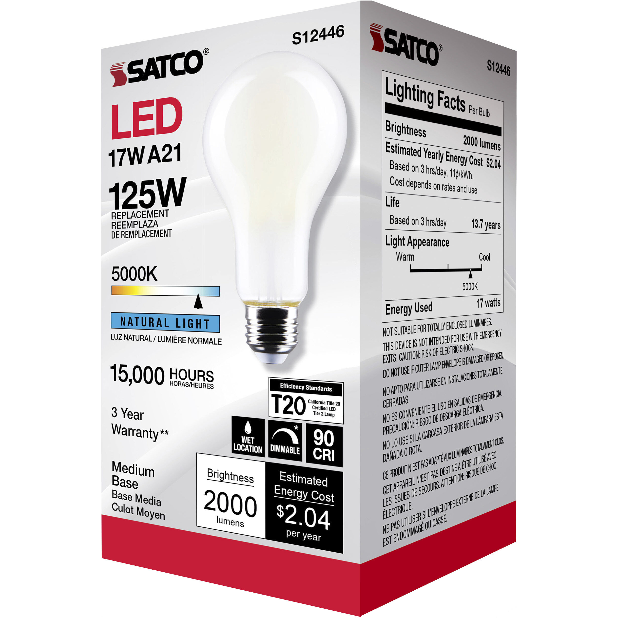 Lumos LED Medium Type A21 17.00 watt 5000K Light Bulb
