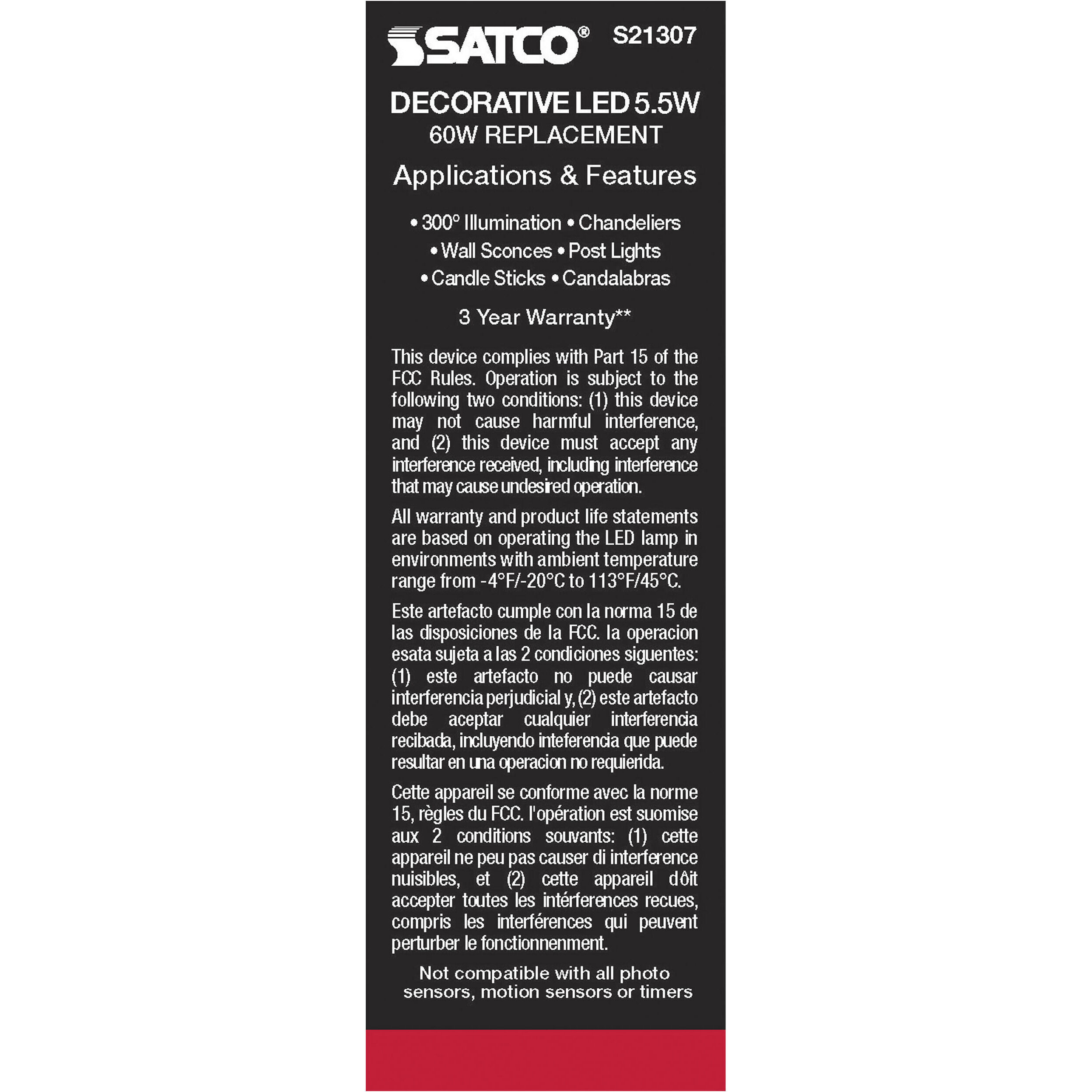 Lumos LED Candelabra Candelabra 5.50 watt 2700K LED Filament