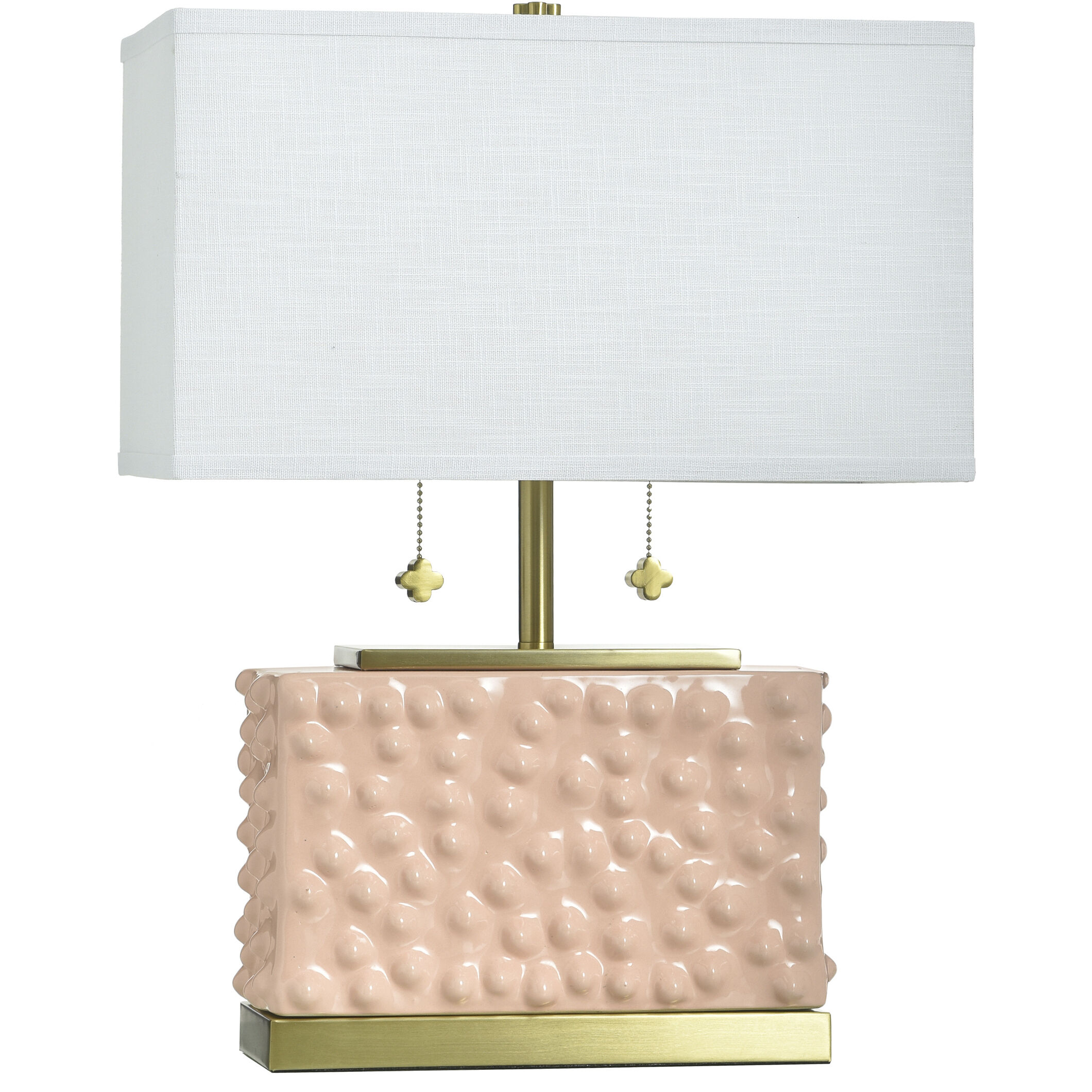 Edmund 21 inch 40 watt Pearl Blush and Polished Brass Table Lamp Portable Light