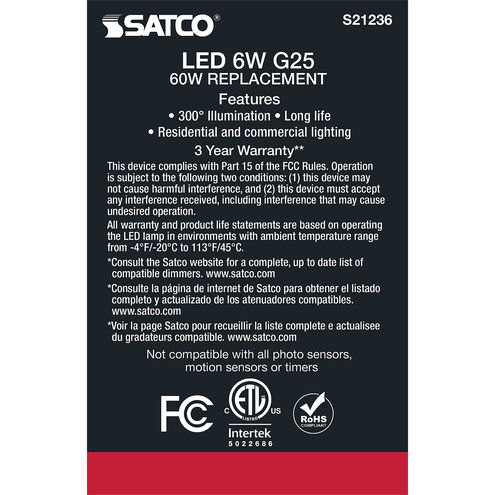 Lumos LED Medium Medium 6.00 watt 4000K LED Filament