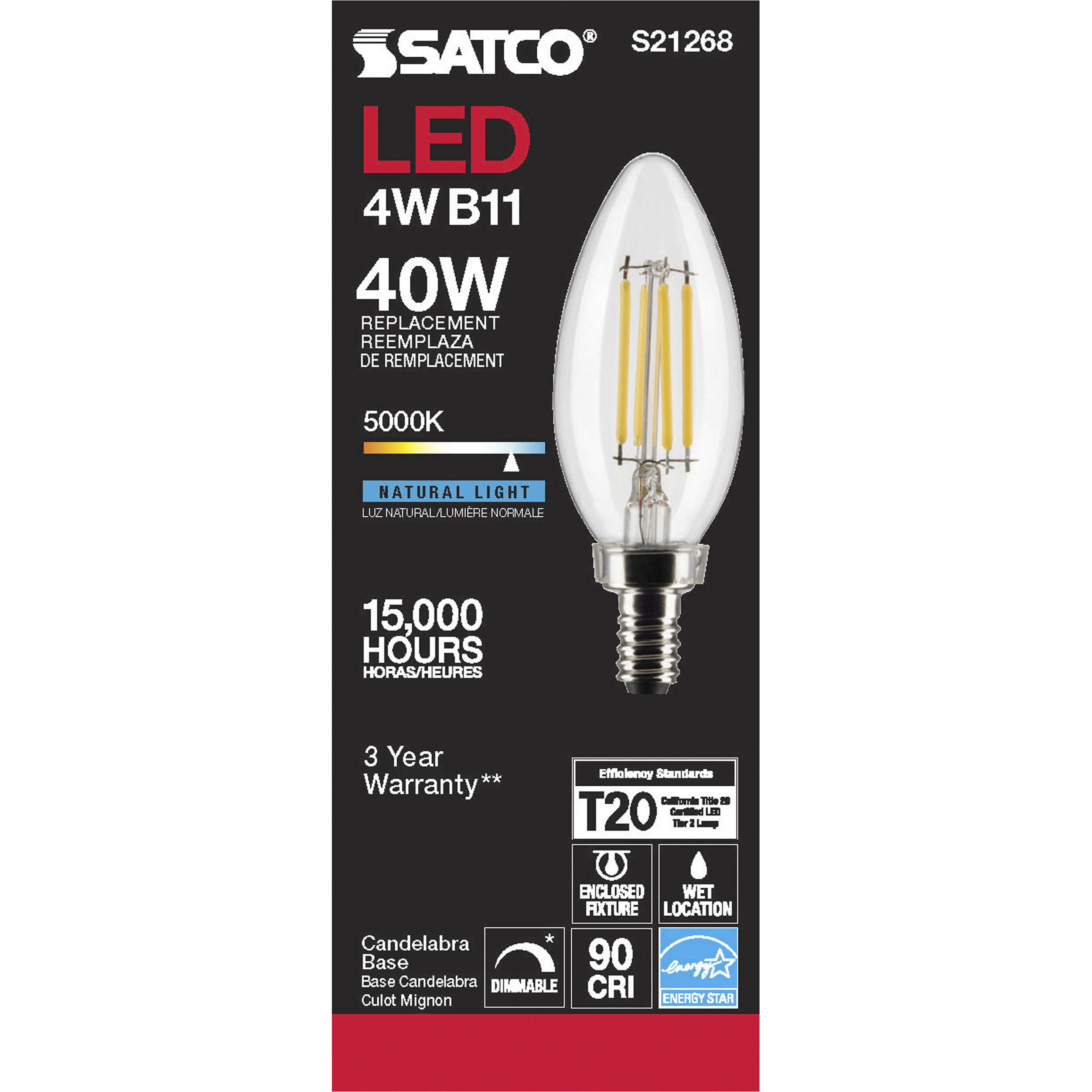 Lumos LED Candelabra Candelabra 4.00 watt 5000K LED Filament