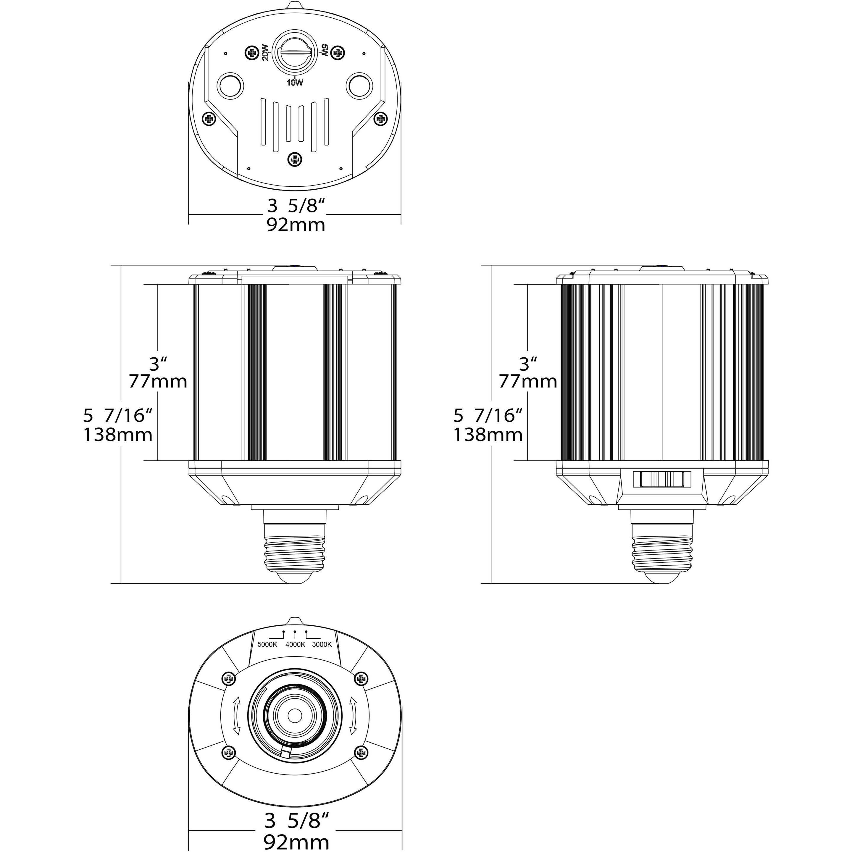 Hi-Pro LED Medium 20.00 watt 3000K HID Replacements