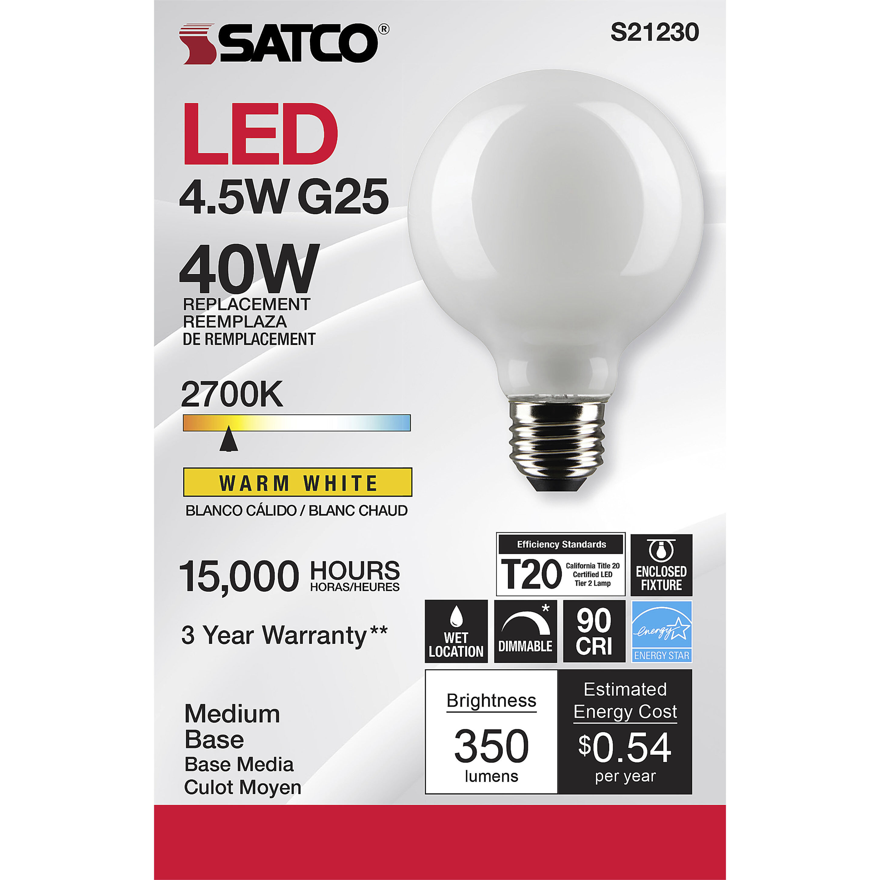 Lumos LED Medium Medium 4.50 watt 2700K LED Filament
