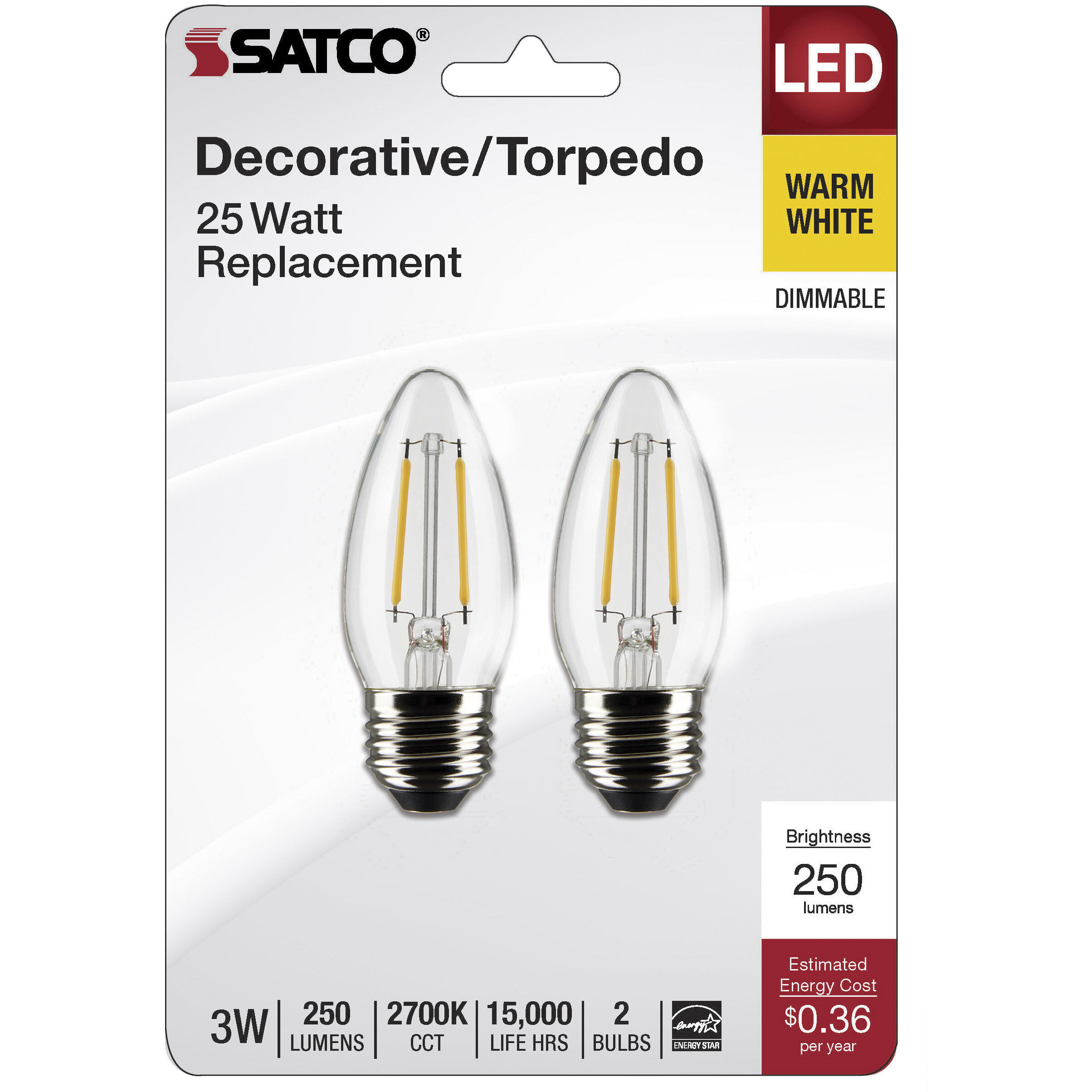 Lumos LED Medium 3 watt 120 2700K LED Filament, LED Filament