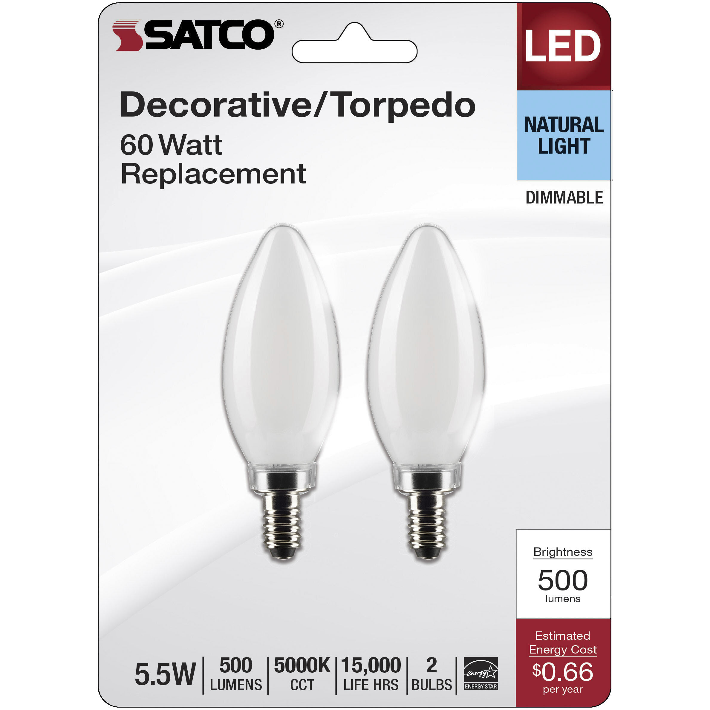 Lumos LED Candelabra 5.5 watt 120 5000K LED Filament, LED Filament