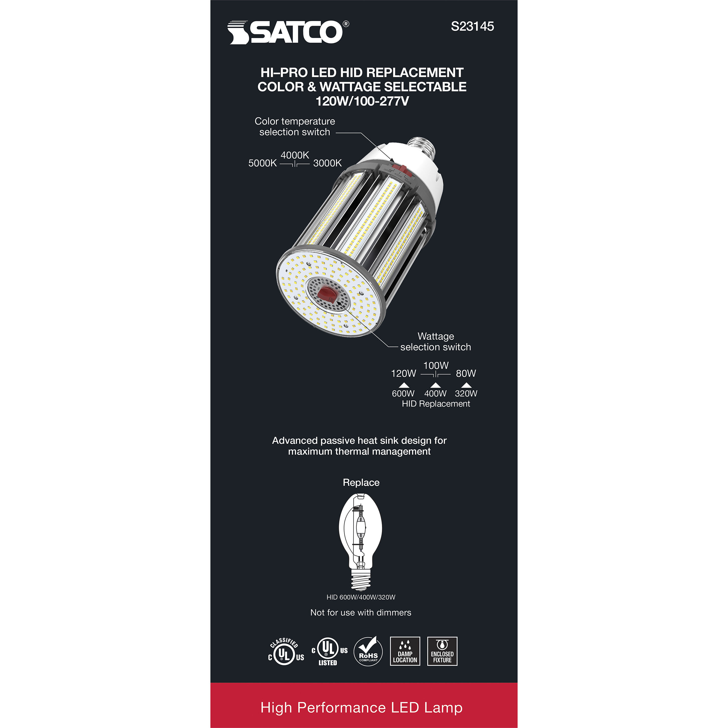 Hi-Pro LED LED 120.00 watt 3000K HID Replacements