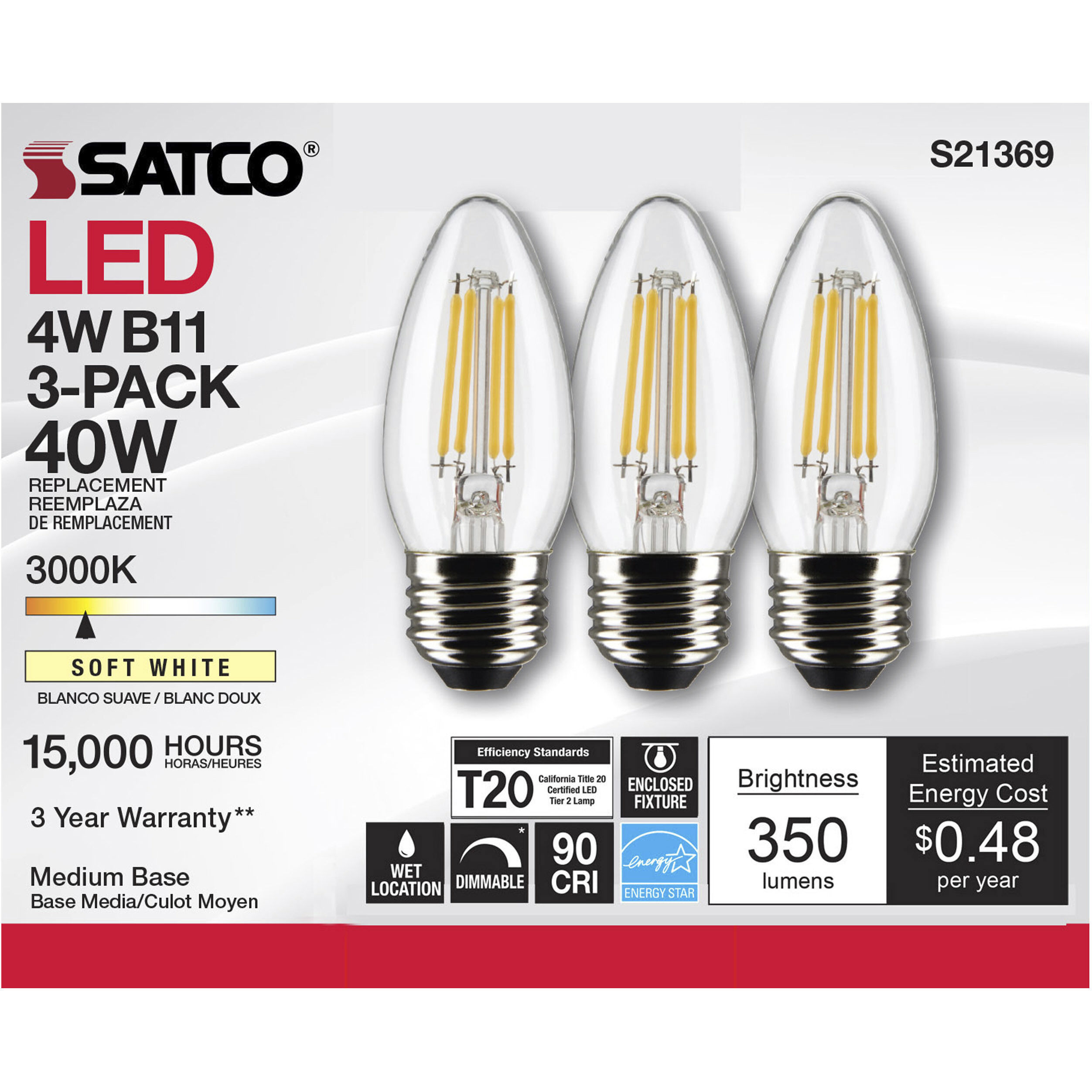 Lumos LED Medium Medium 4.00 watt 3000K LED Filament