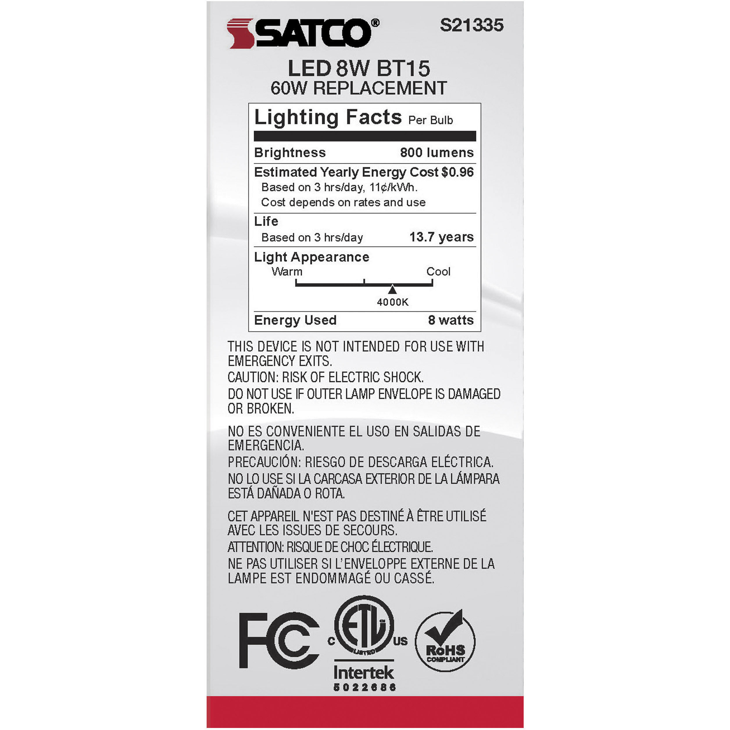 Lumos LED Medium Medium 8.00 watt 4000K LED Filament