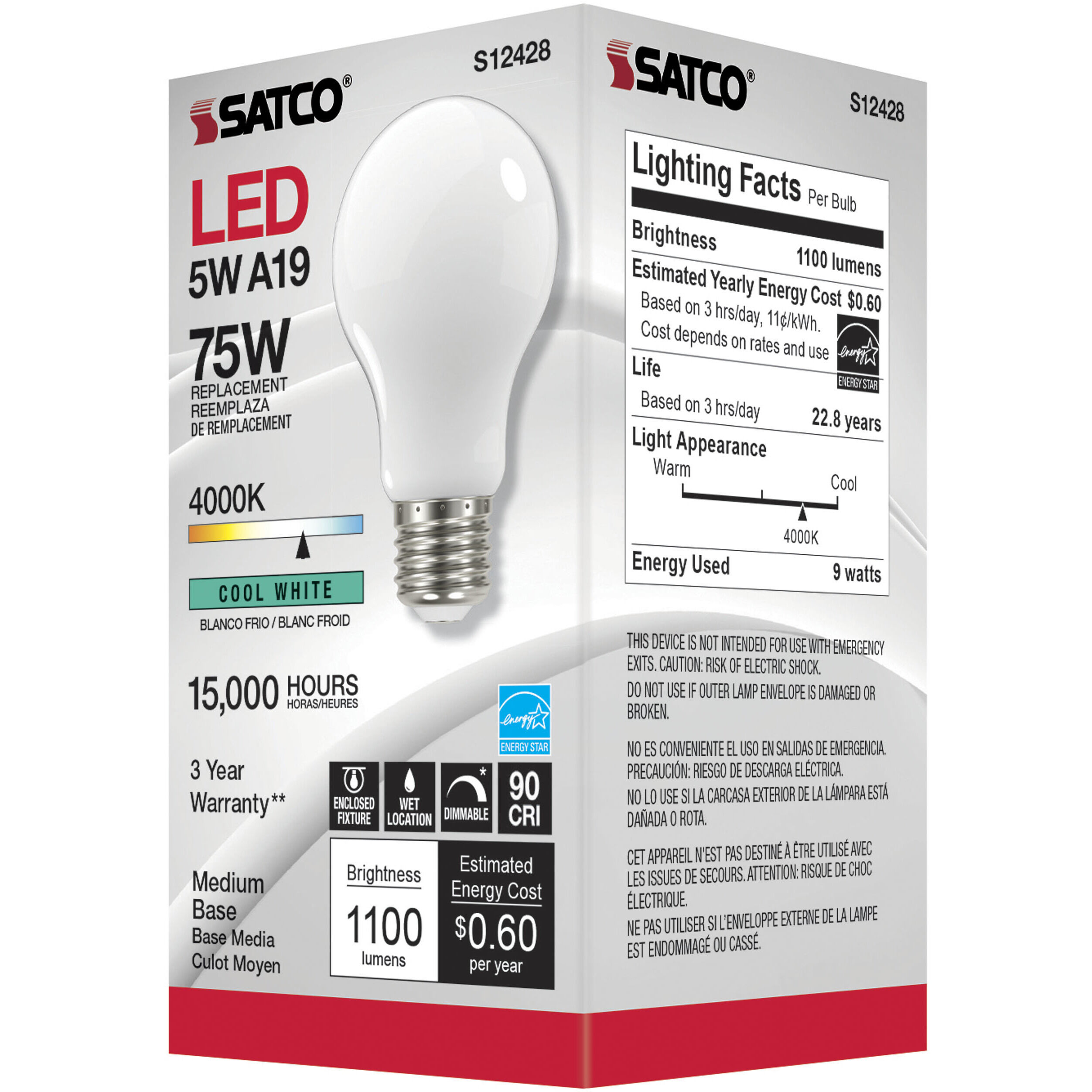 Lumos LED Medium 11.00 watt 120 4000K Light Bulb