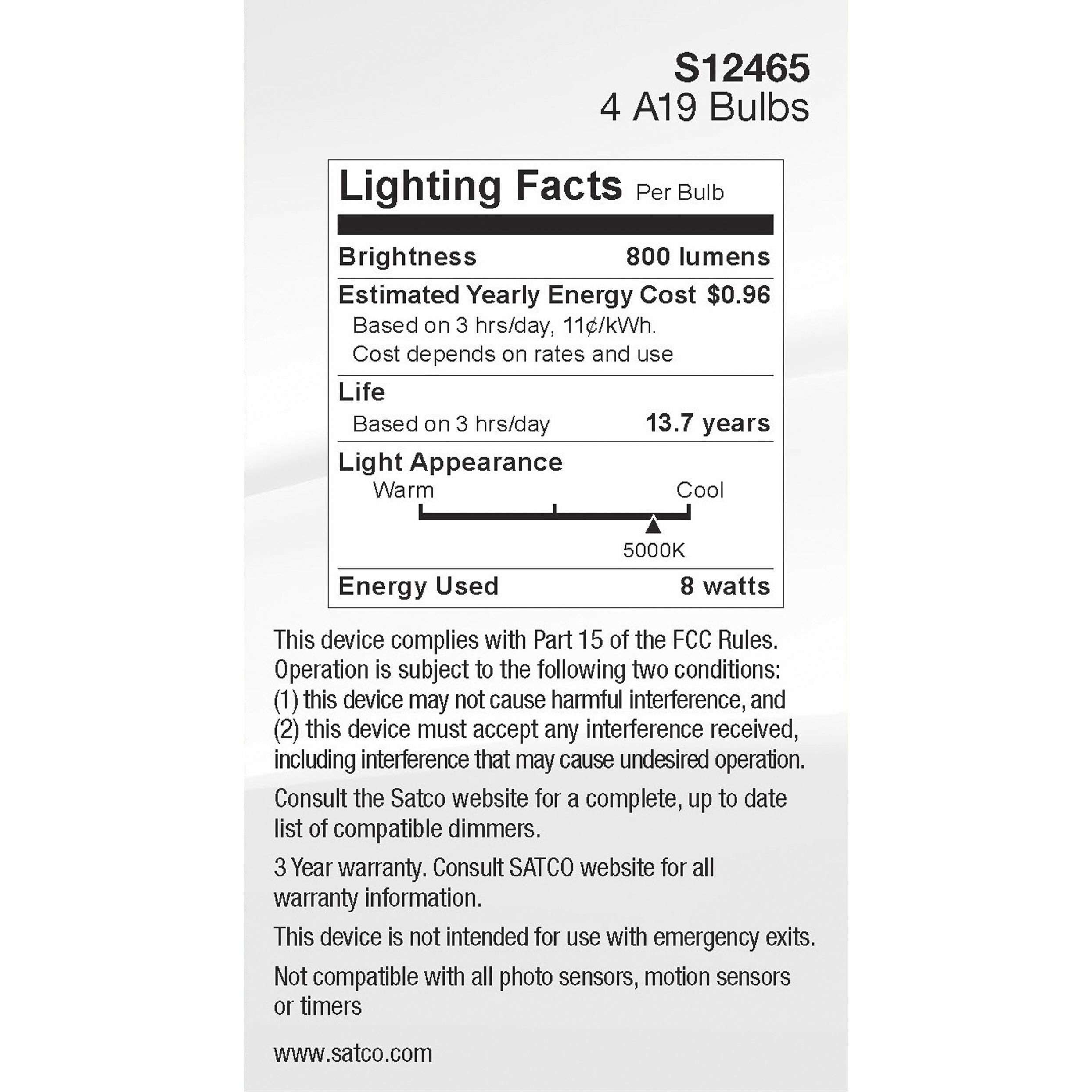 Lumos LED Medium 8 watt 120 5000K LED Filament, LED Filament