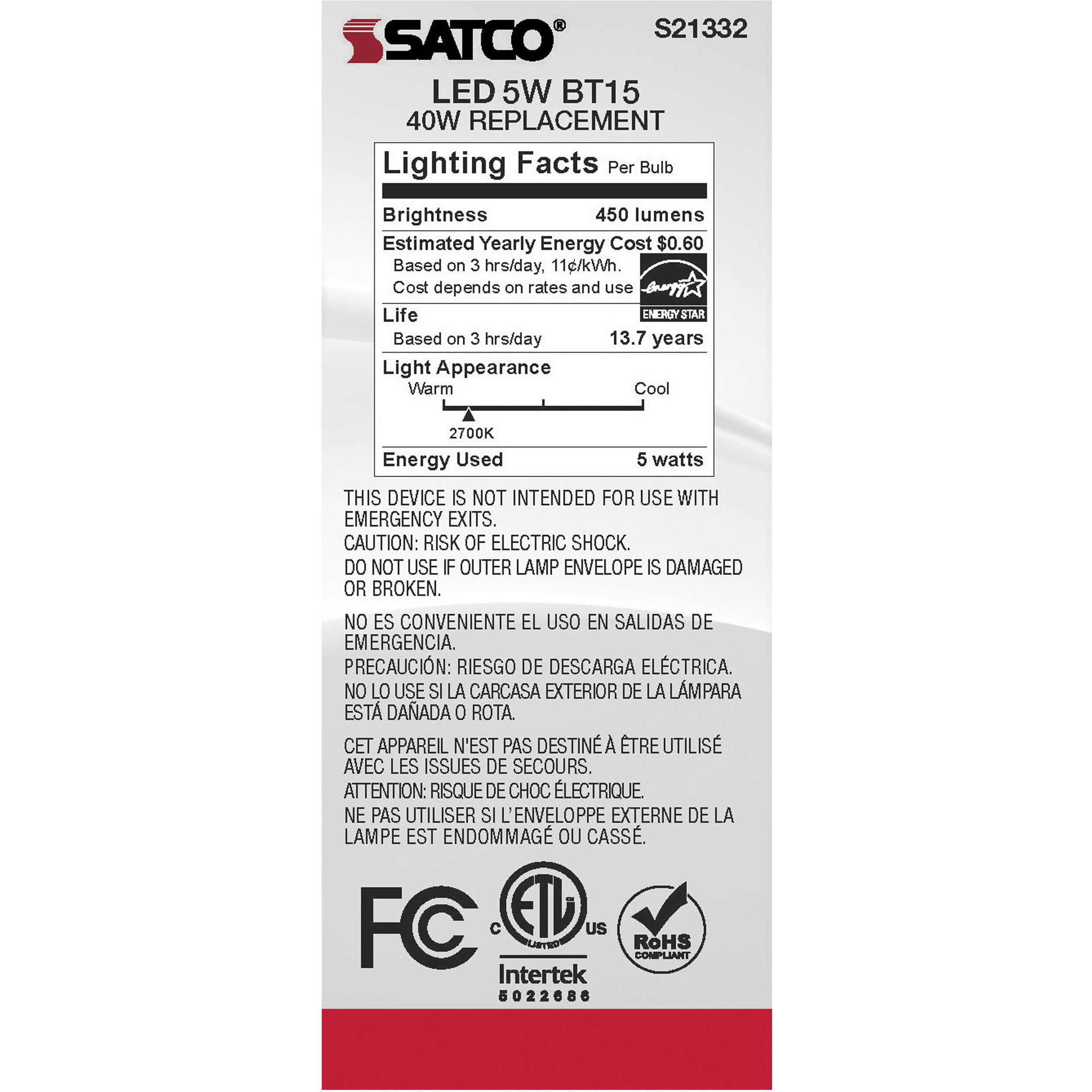 Lumos LED Medium Medium 5.00 watt 2700K LED Filament