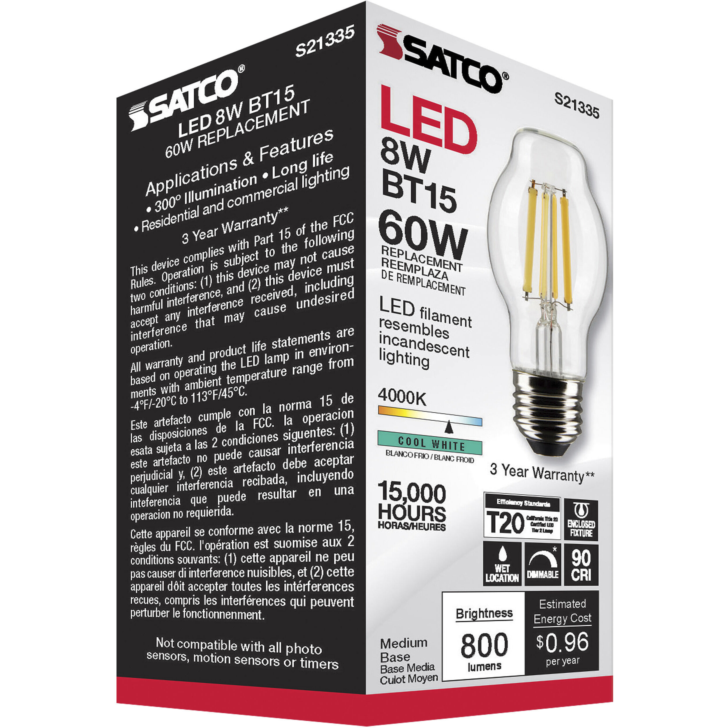 Lumos LED Medium Medium 8.00 watt 4000K LED Filament