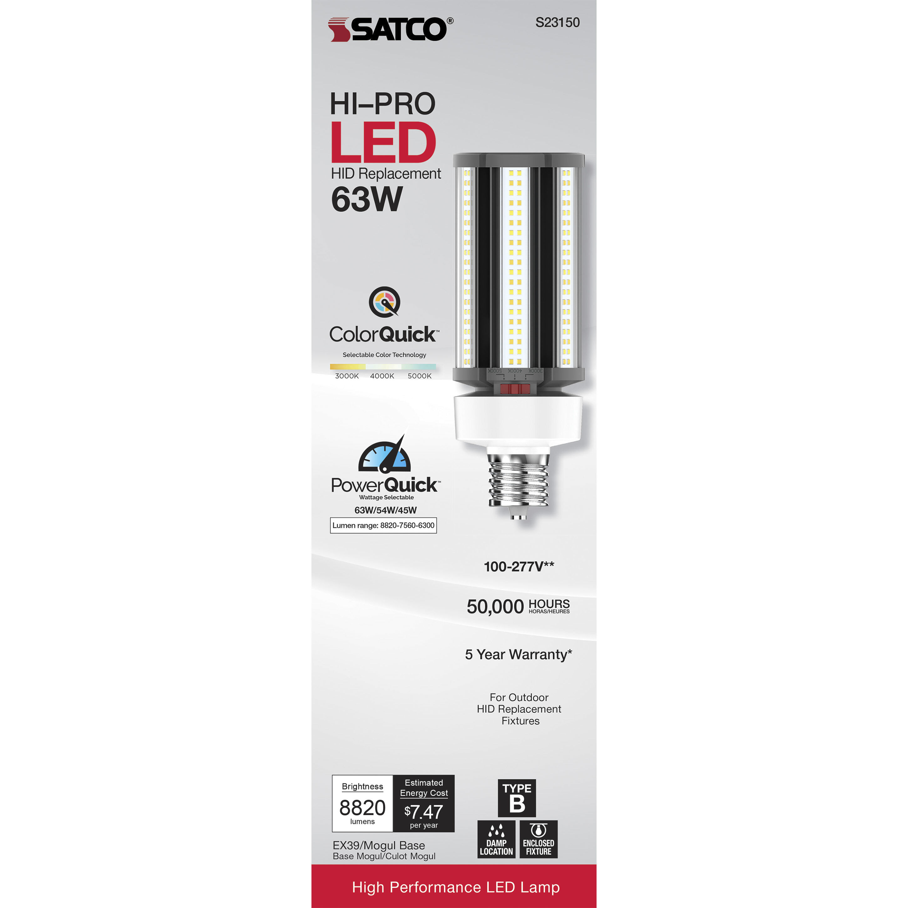 Hi-Pro LED LED 63.00 watt 3000K HID Replacements