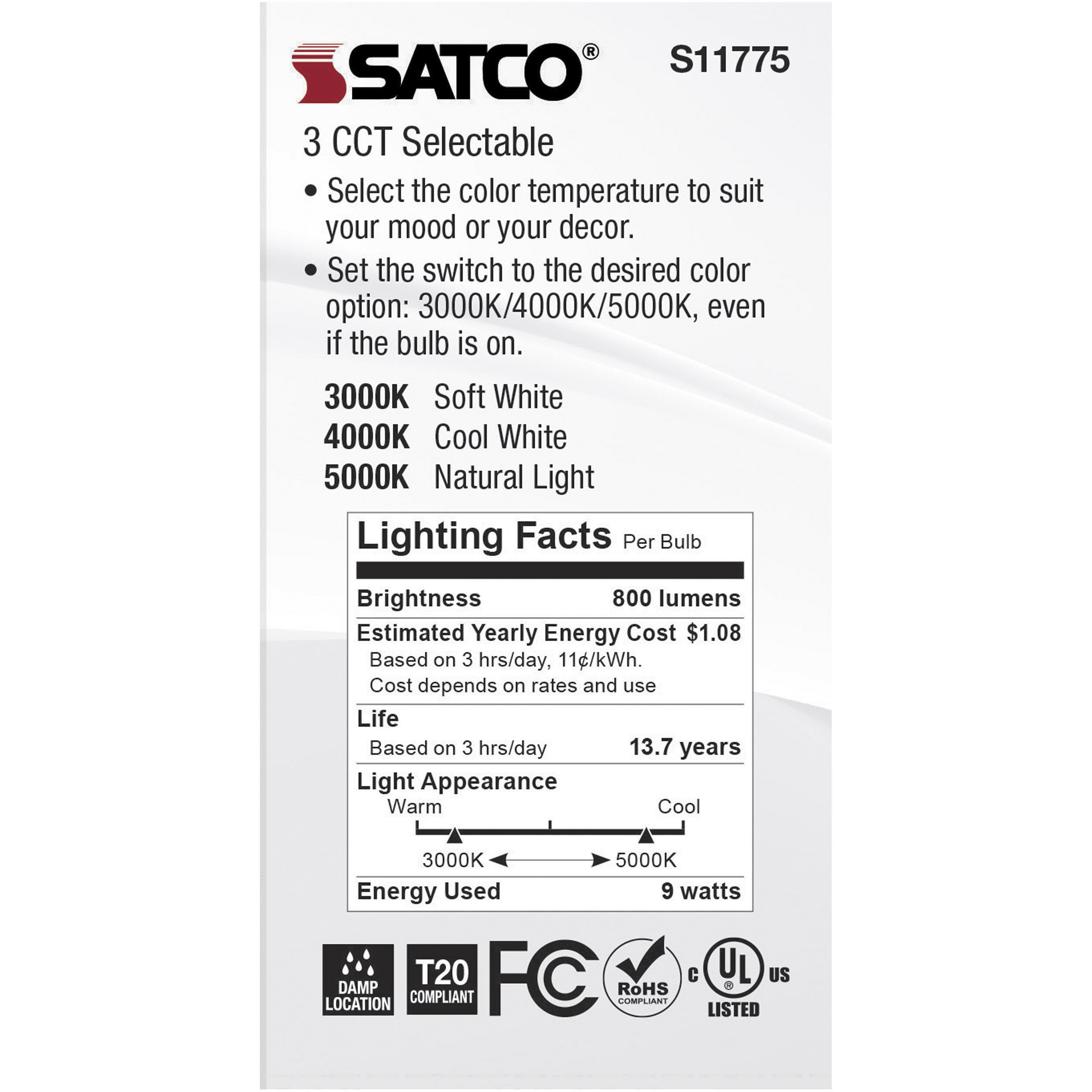 Lumos Medium 9.00 watt 3000K Light Bulb, Pack of 4
