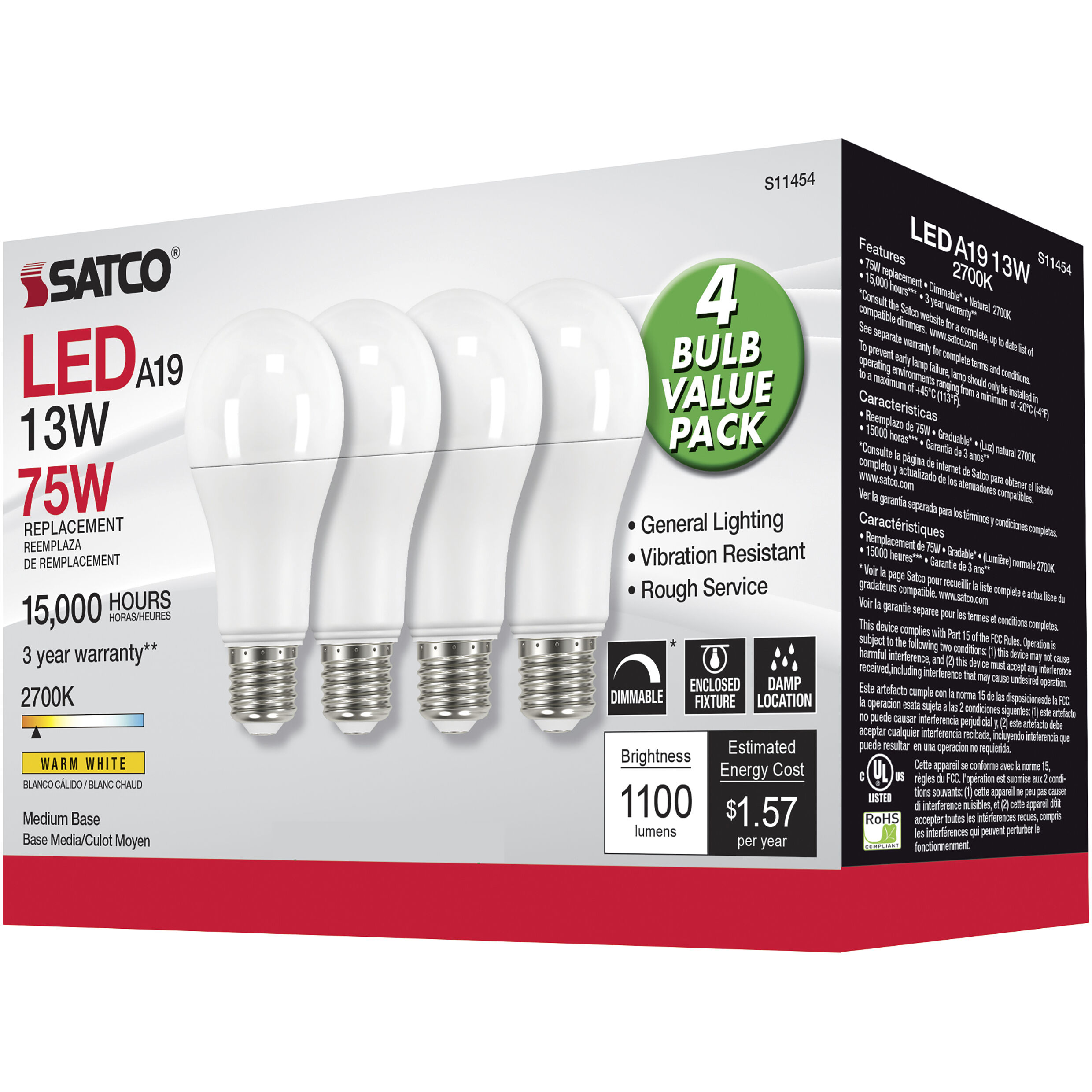 Lumos LED Medium Type A 13.00 watt 2700K Light Bulb