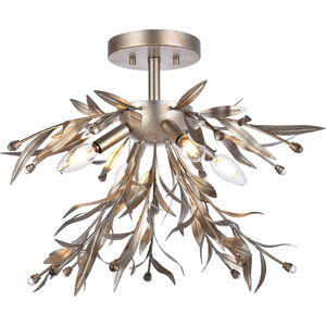 Priscilla 4 Light 19 inch Silver Leaf Flush Mount Ceiling Light