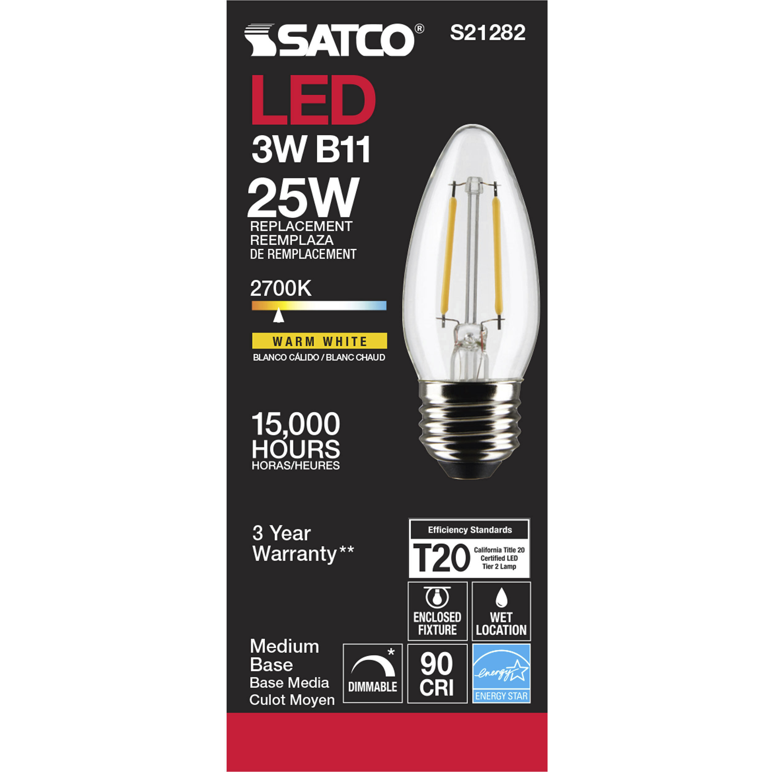 Lumos LED Medium Medium 3.00 watt 2700K LED Filament