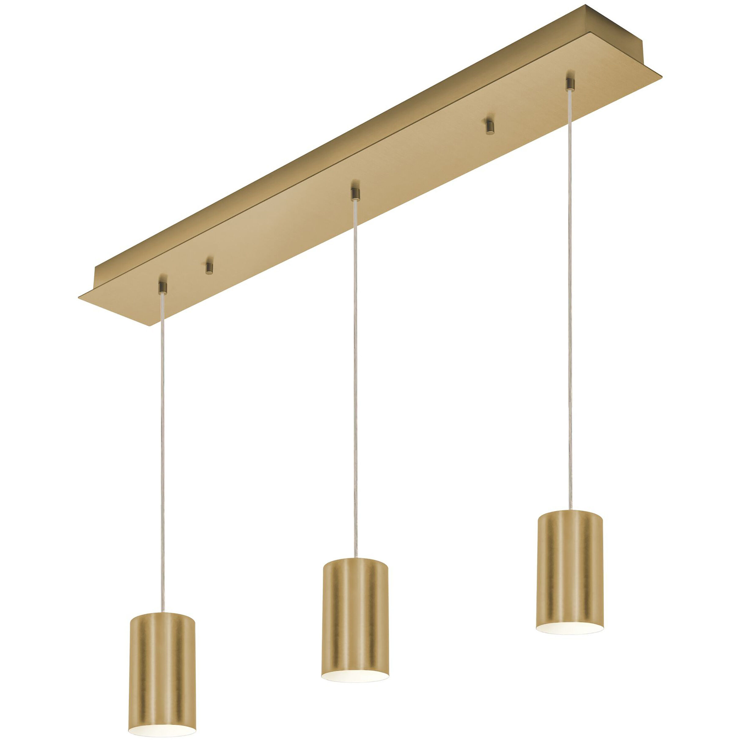 Tyke 3 Light 5 inch Satin Brass Linear Pendant Ceiling Light
