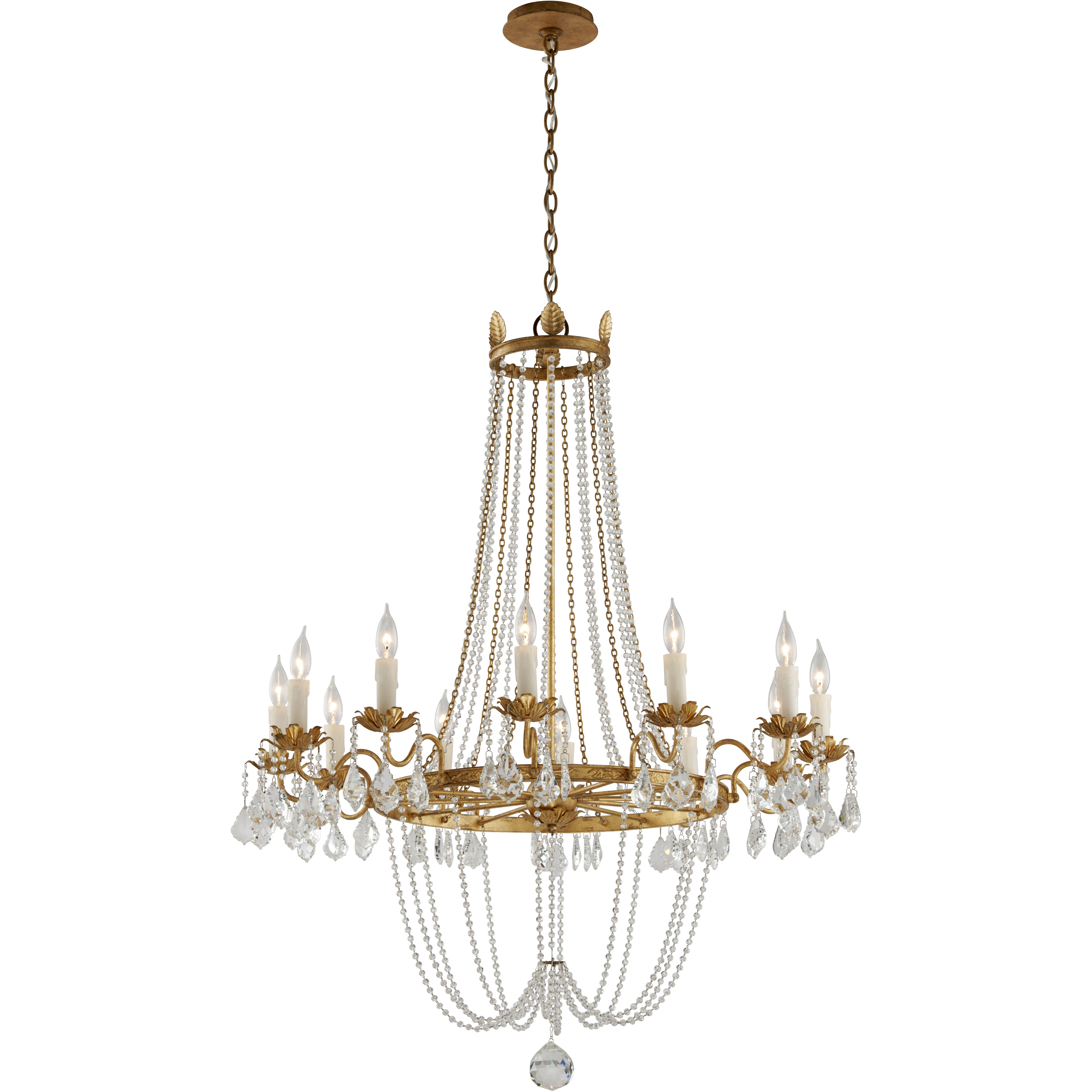 Viola 12 Light 37.5 inch Distressed Gold Leaf Chandelier Ceiling Light
