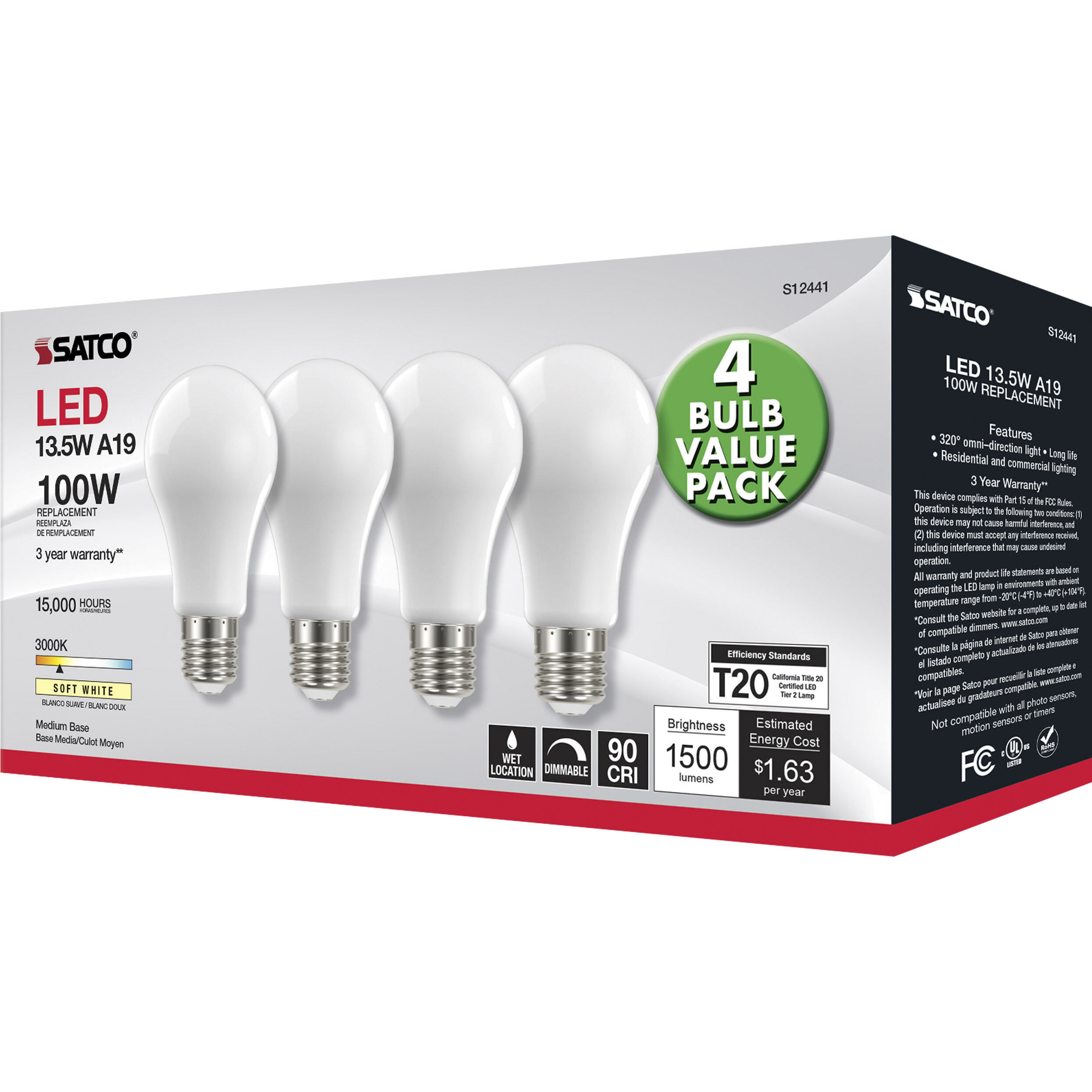 Lumos LED Medium A19 13.50 watt 3000K LED Filament