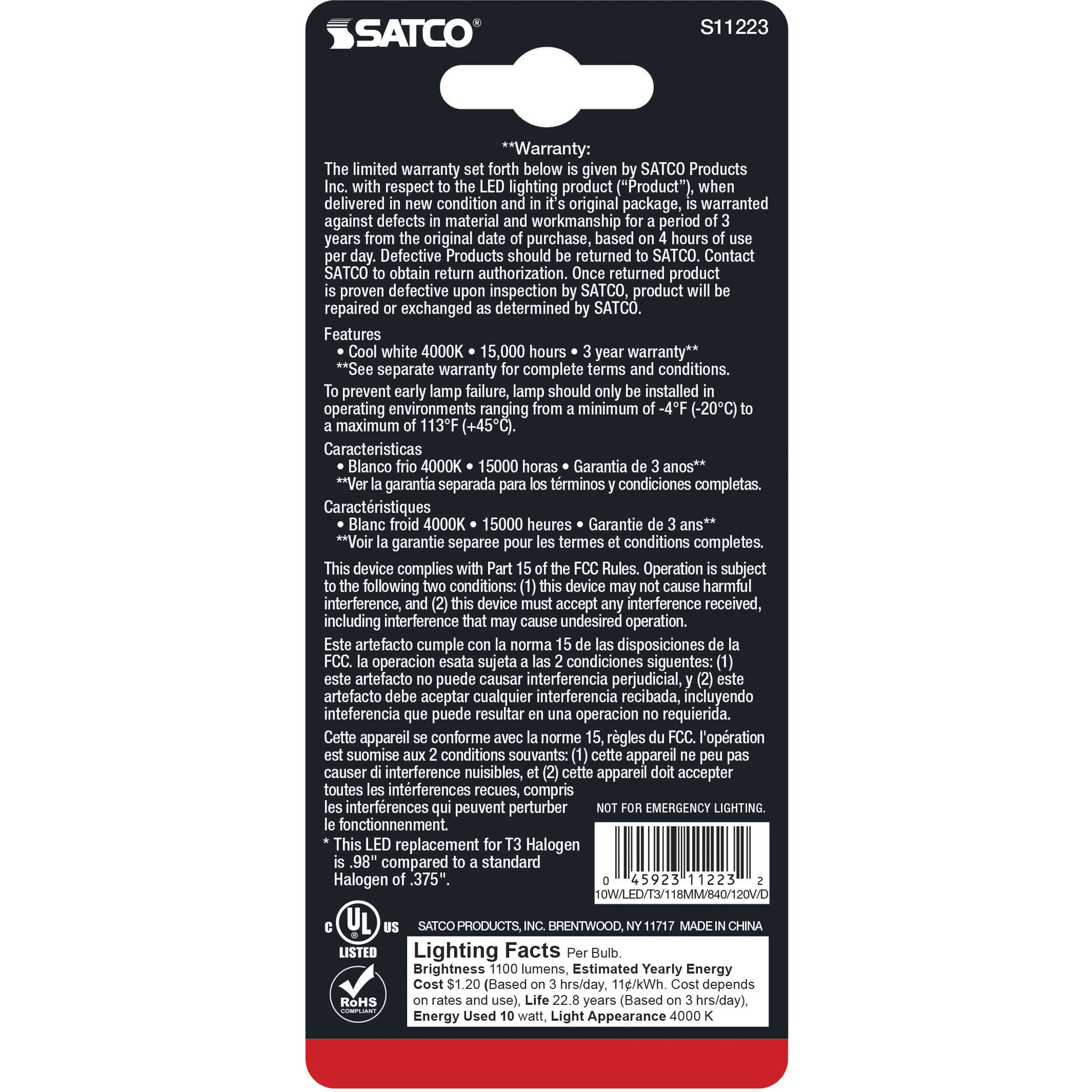 Lumos LED LED J-Type Double Contact Recessed Base 10.00 watt 4000K Light Bulb