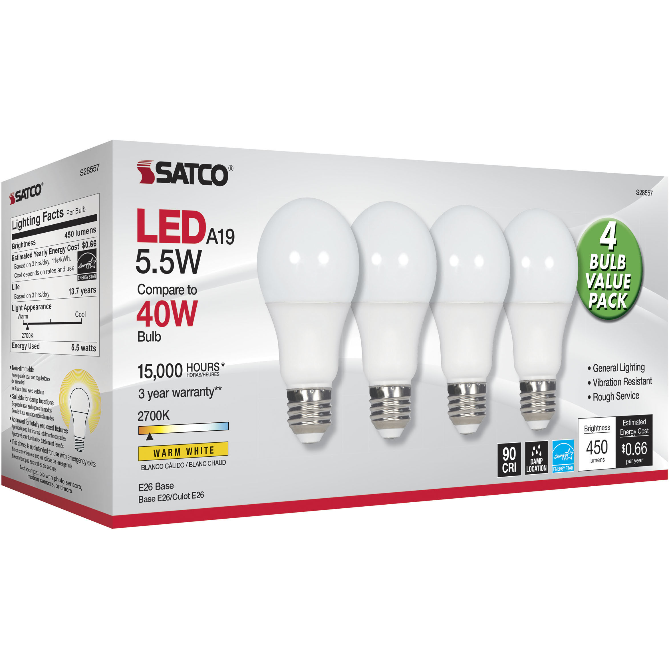 Lumos LED A19 Medium E26 5.5 watt 120V 2700K Light Bulb