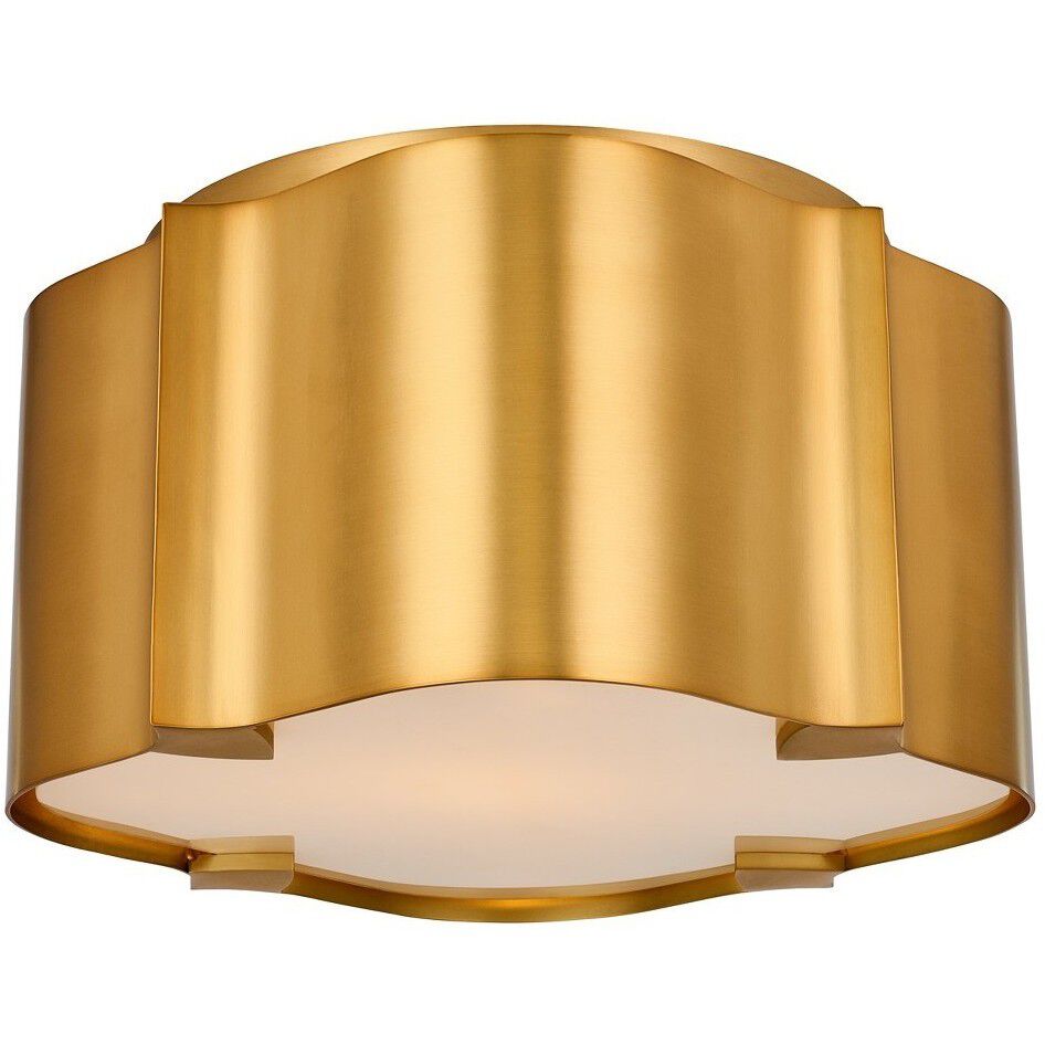 Lotus 1 Light 10 inch Winter Brass Flush Mount Ceiling Light
