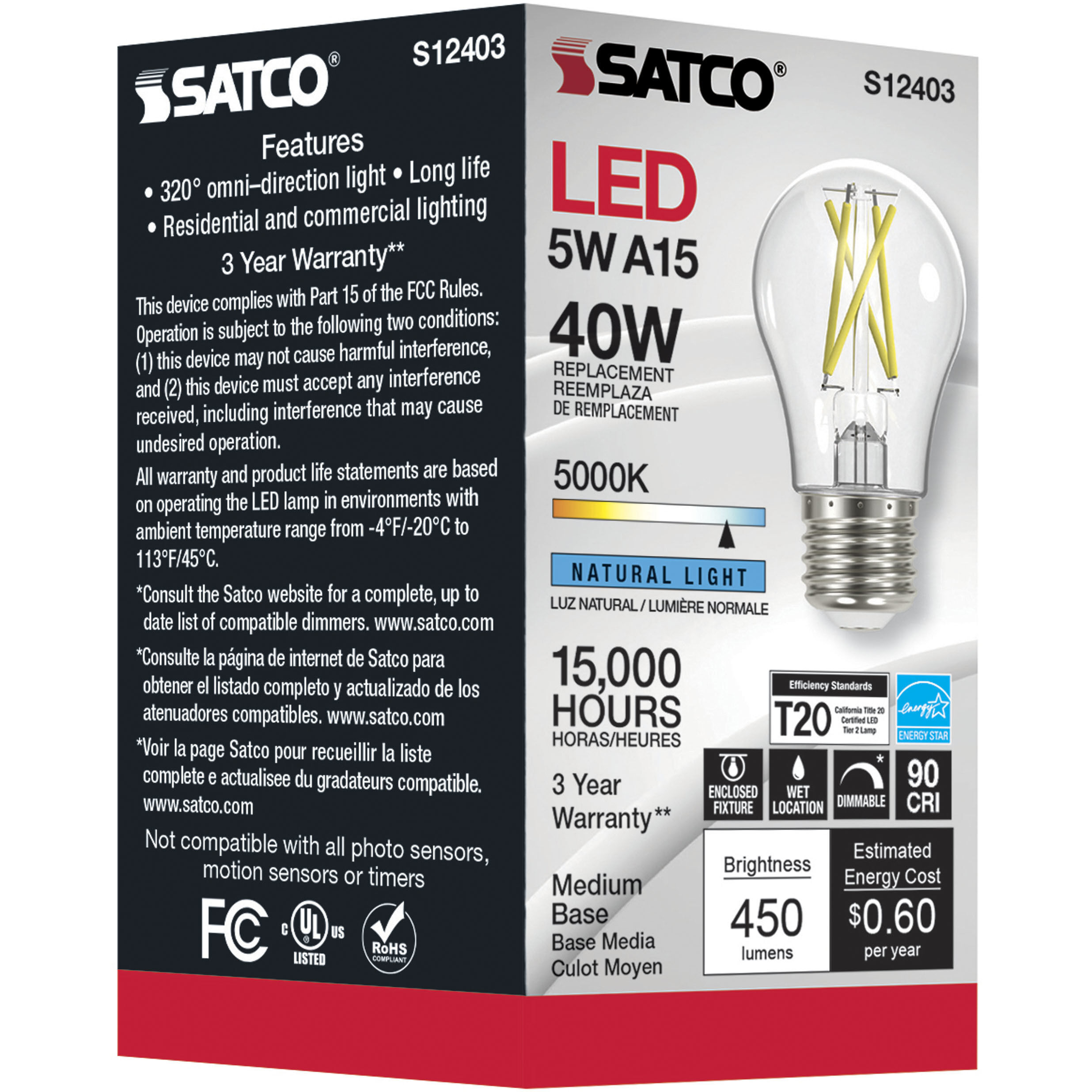 Lumos LED Medium 5.00 watt 120 5000K Light Bulb