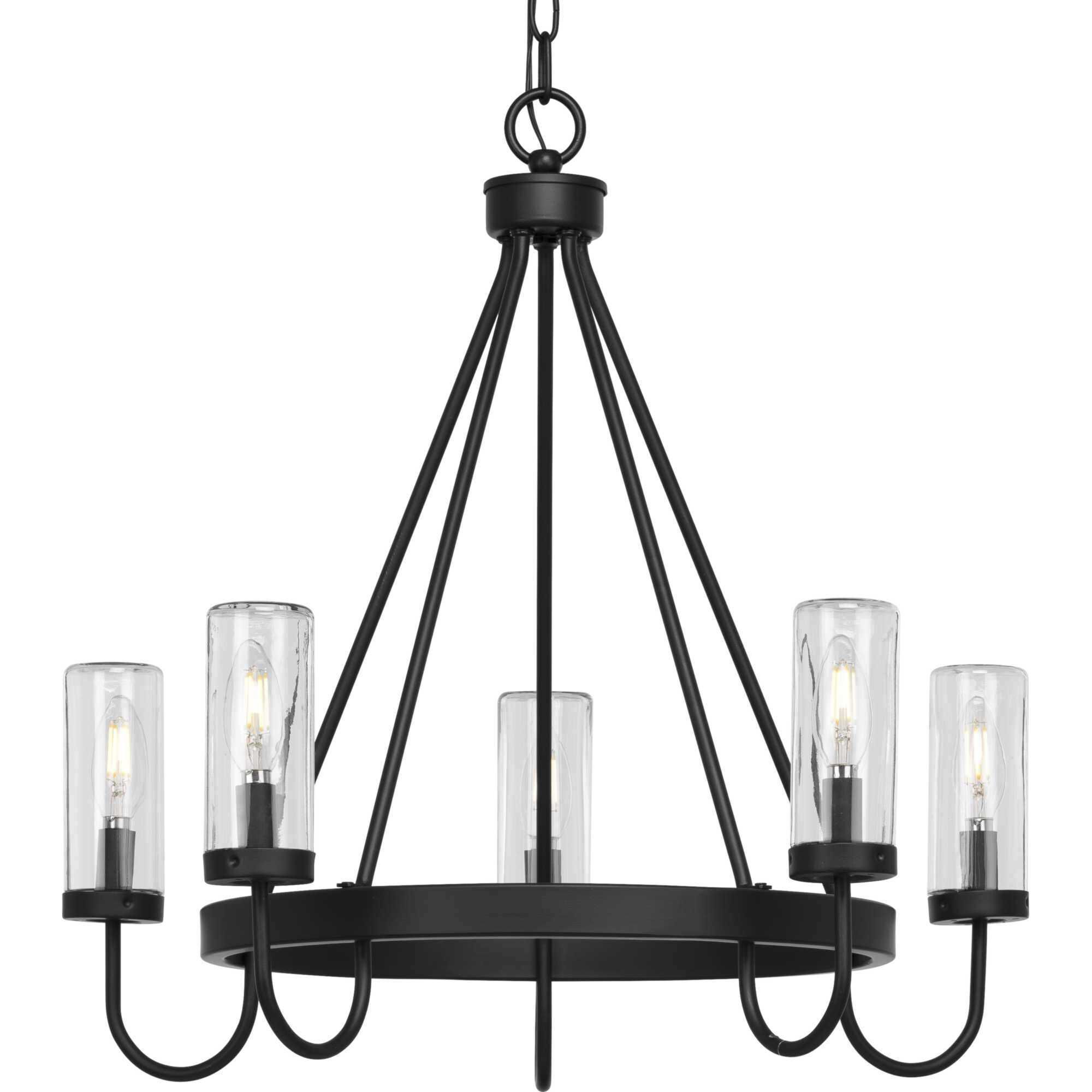 Swansea 5 Light 24 inch Matte Black Outdoor Chandelier