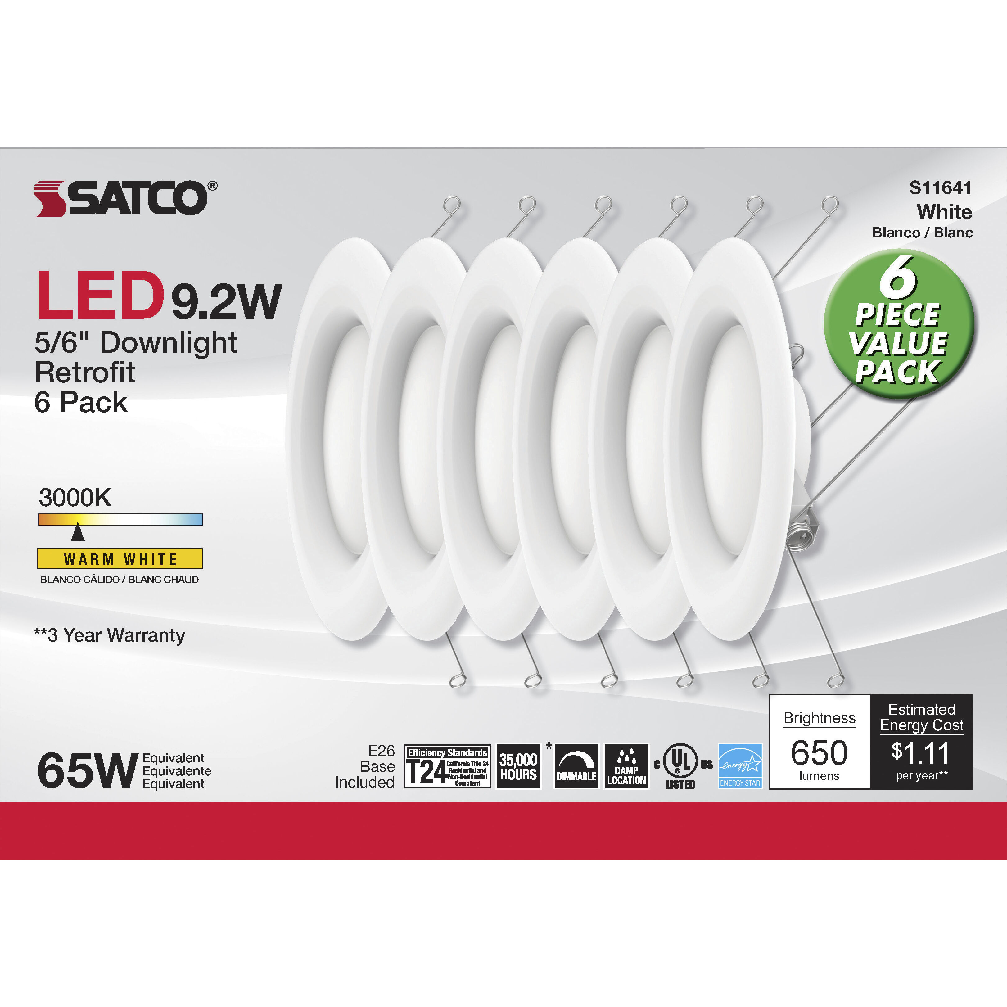 Edgewood White Recessed, Pack of 6