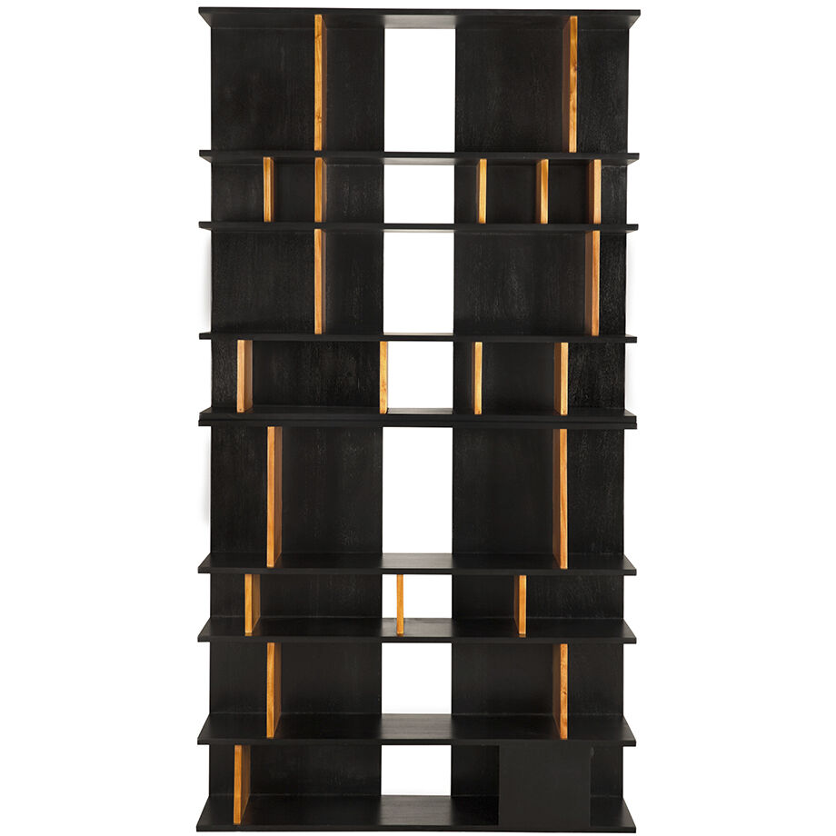 R. Morton Natural Teak and Hand Rubbed Black Bookcase