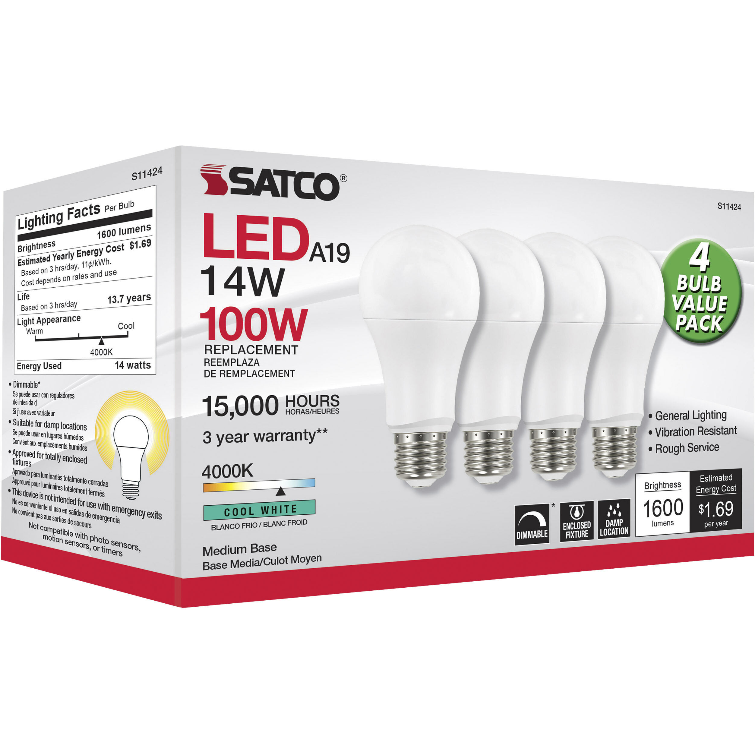 A19 led bulb 4000k top