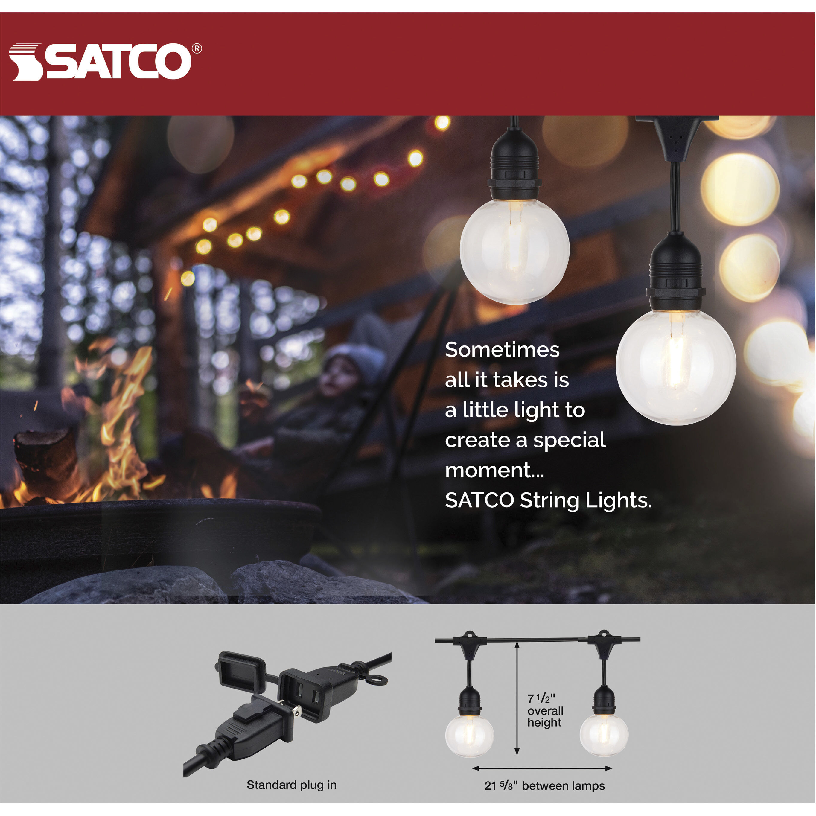 Lumos 12 Light LED 24 foot Black LED String Lights