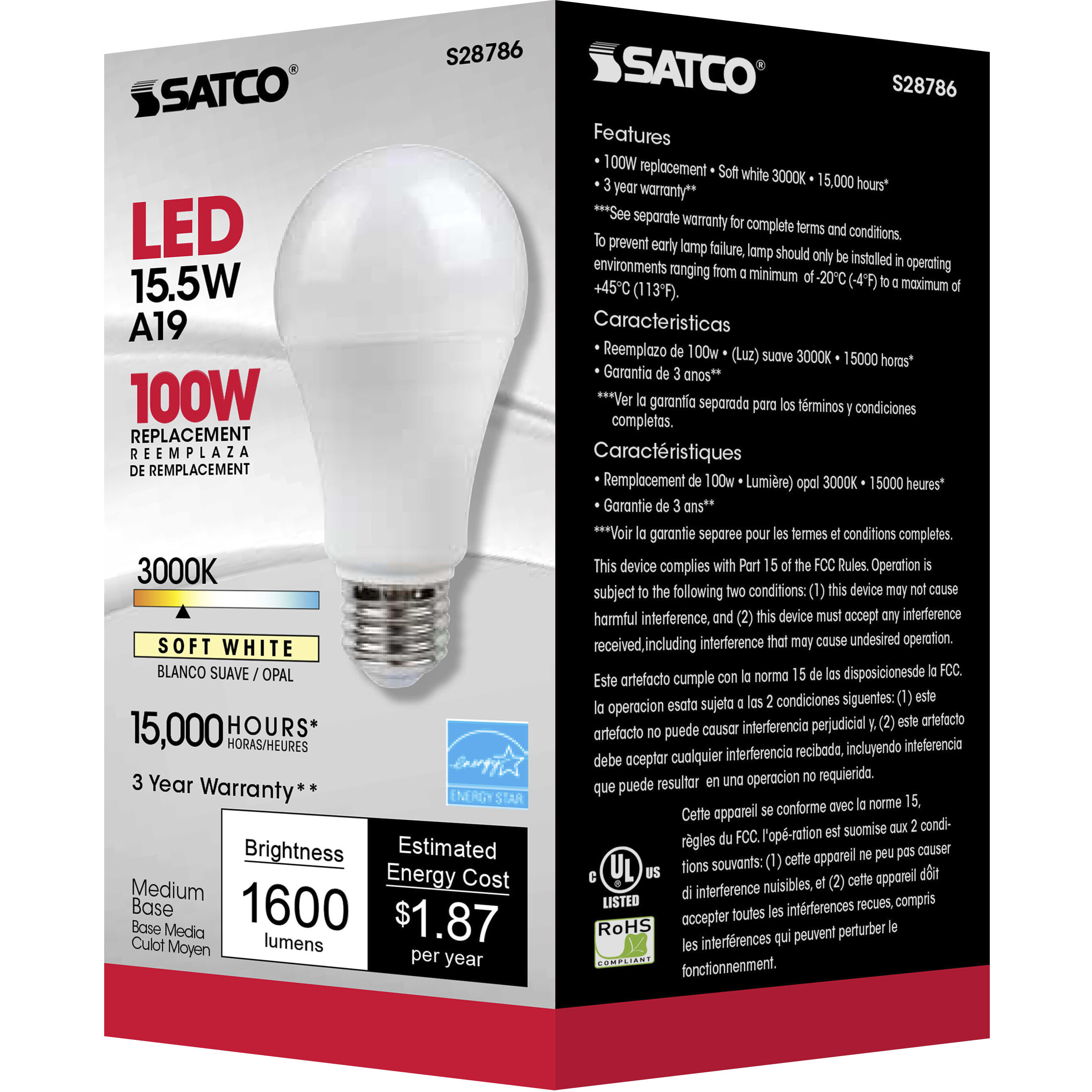 Lumos LED A19 Medium E26 15.5 watt 120V 3000K Light Bulb, Type A
