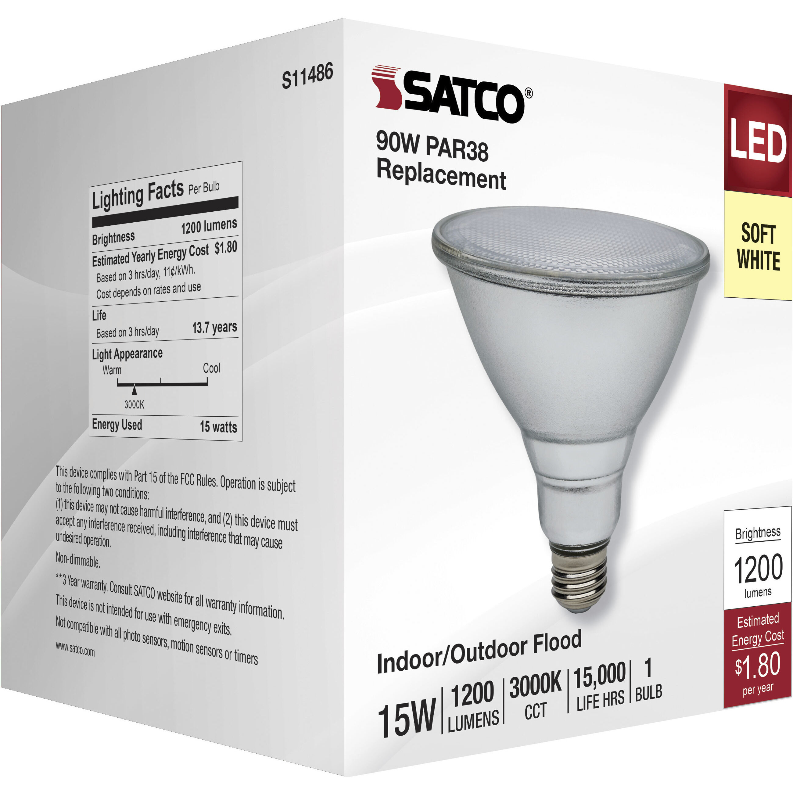 Lumos LED 15 watt 120-277 3000K Light Bulb, LED PAR