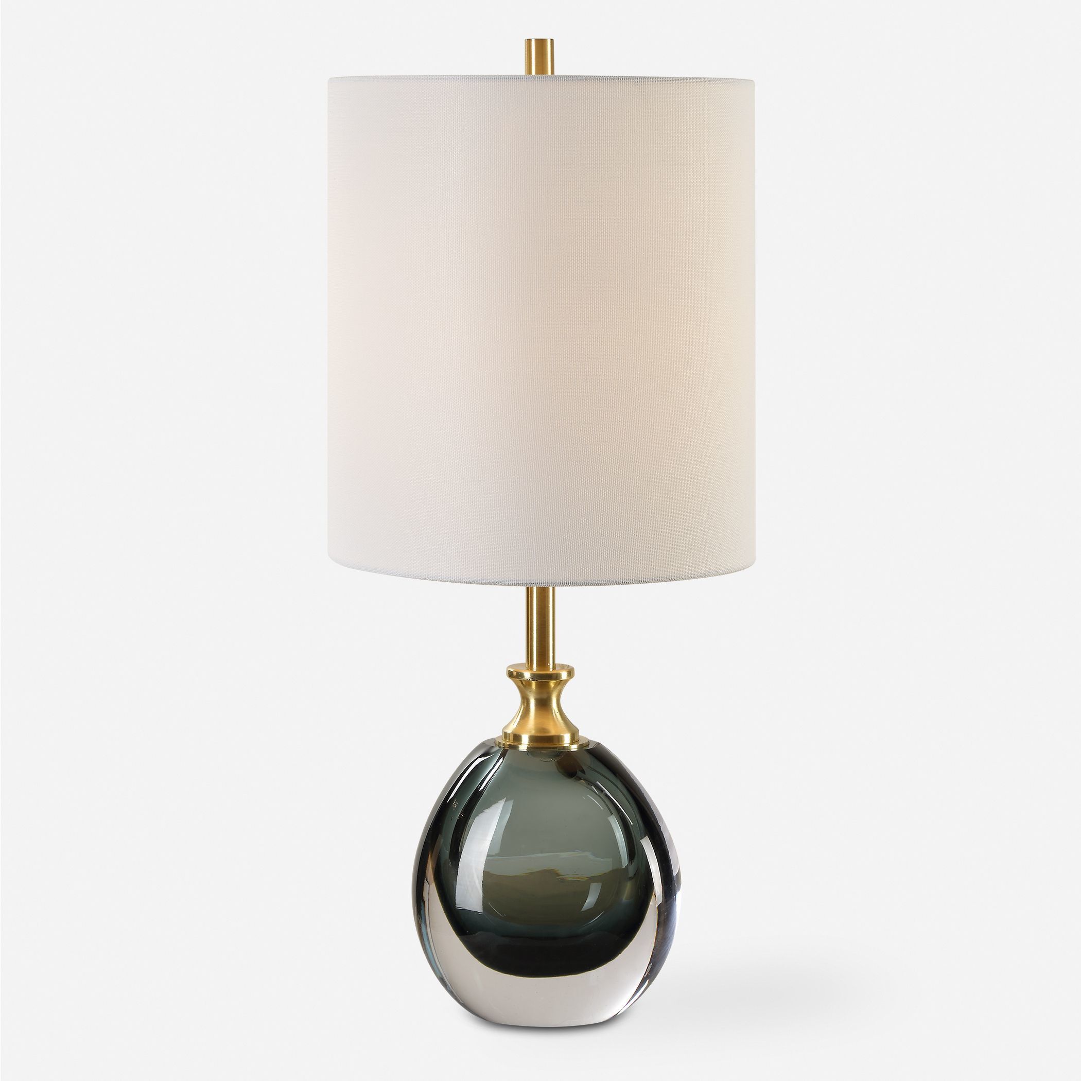 Enigma 20 inch 100.00 watt Smoky Teal Blue Art Glass and Brass Buffet Lamp Portable Light
