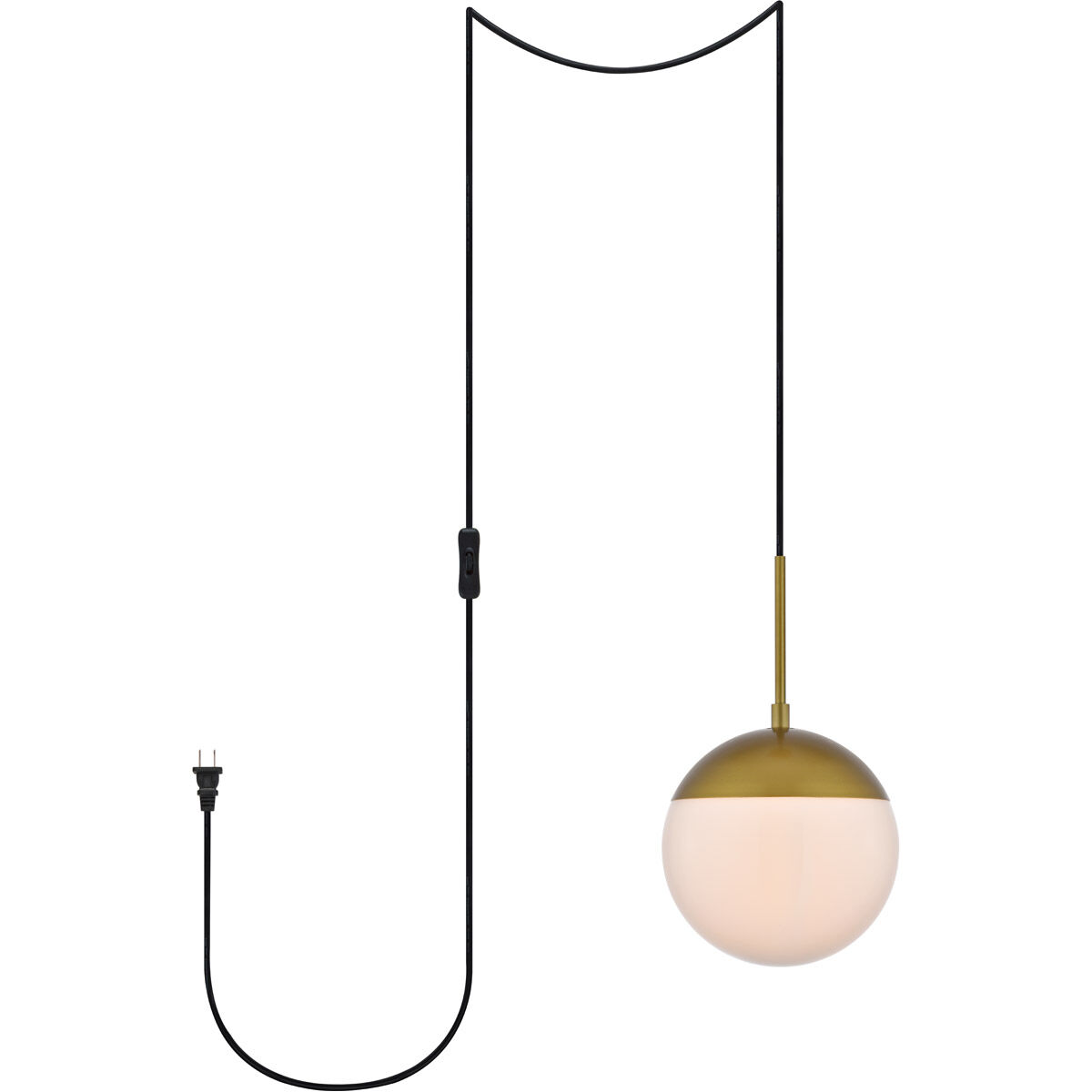 Eclipse 1 Light 8 inch Brass and Frosted White Pendant Ceiling Light