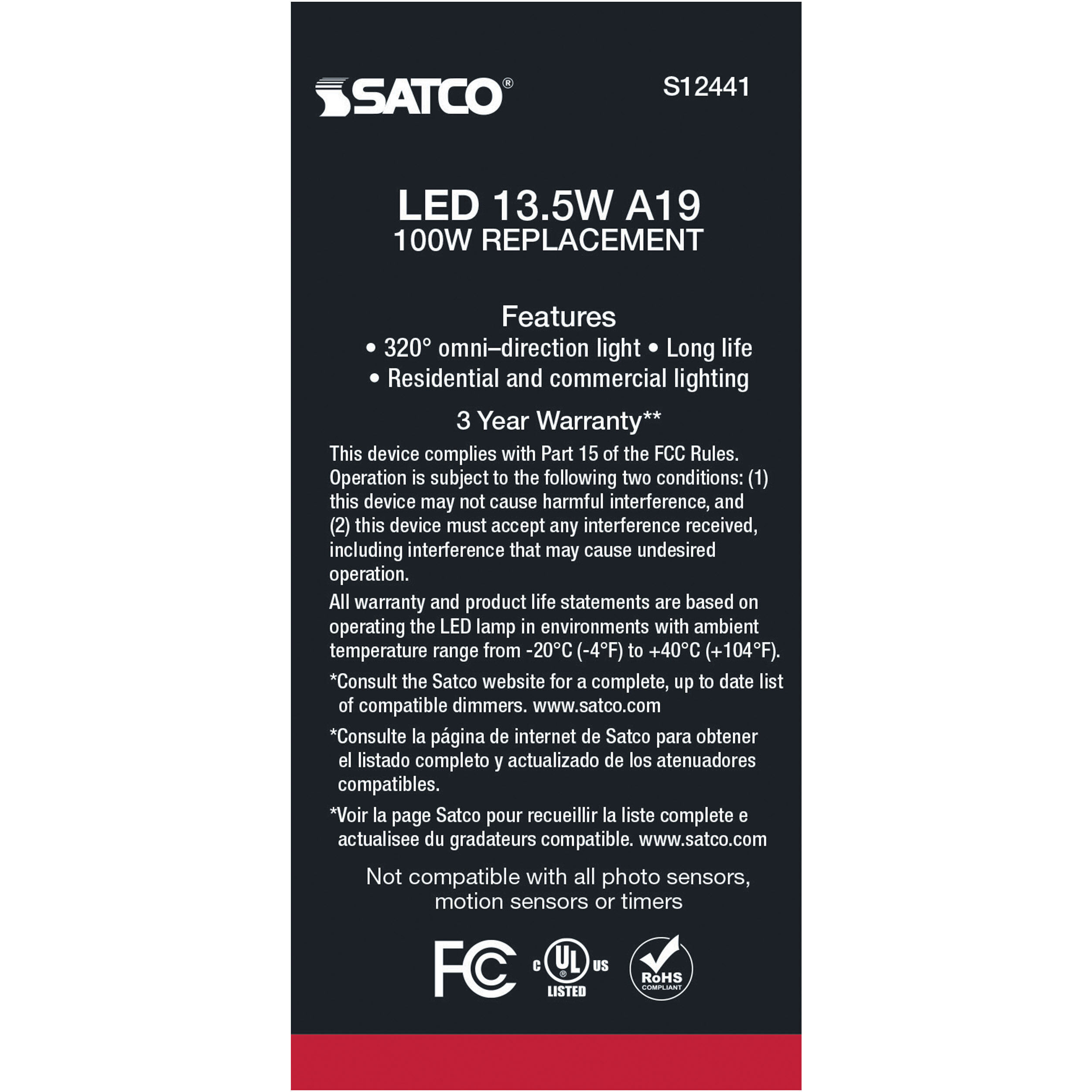 Lumos LED Medium A19 13.50 watt 3000K LED Filament