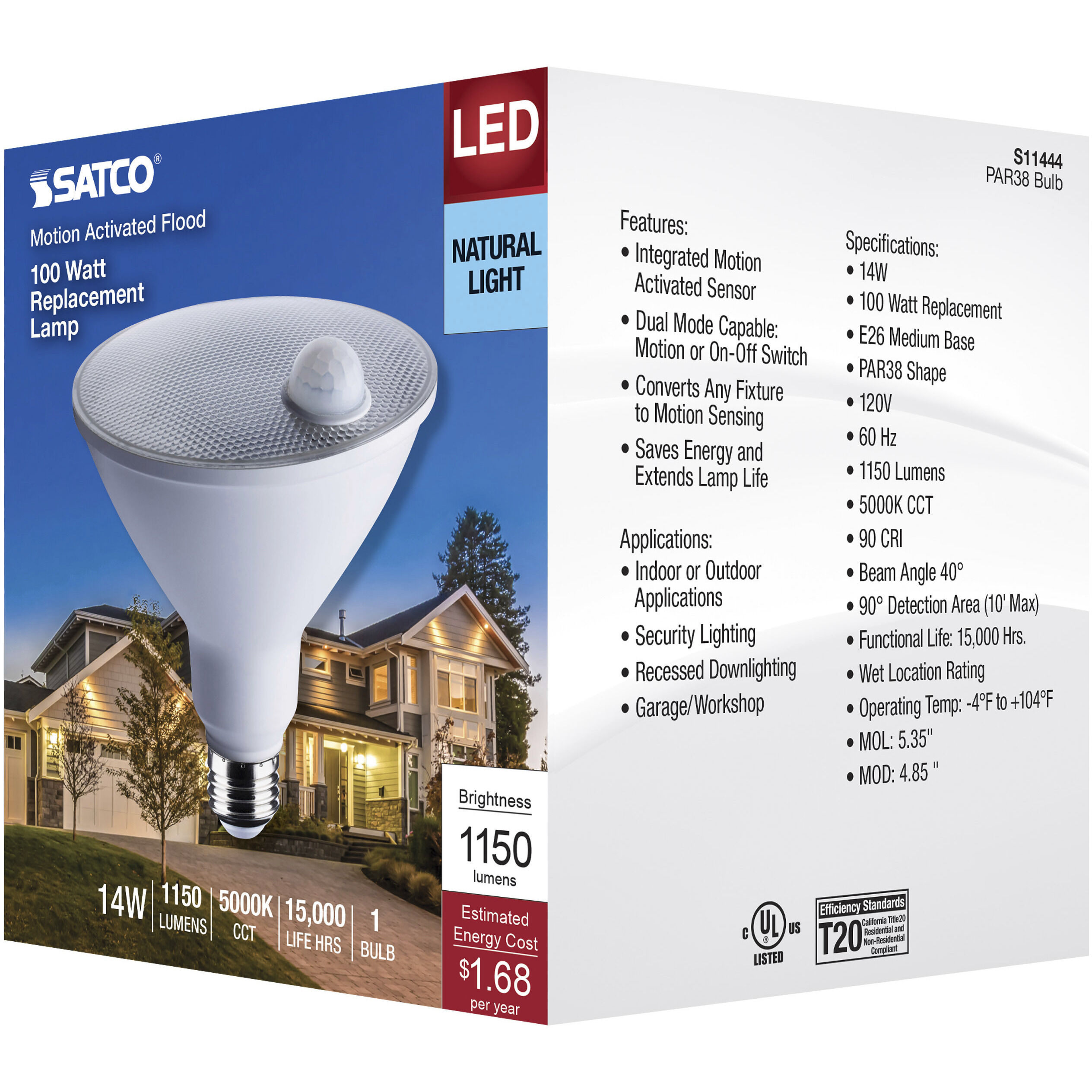 Lumos LED PAR38 Medium 14 watt 120 5000K Light Bulb, LED PAR