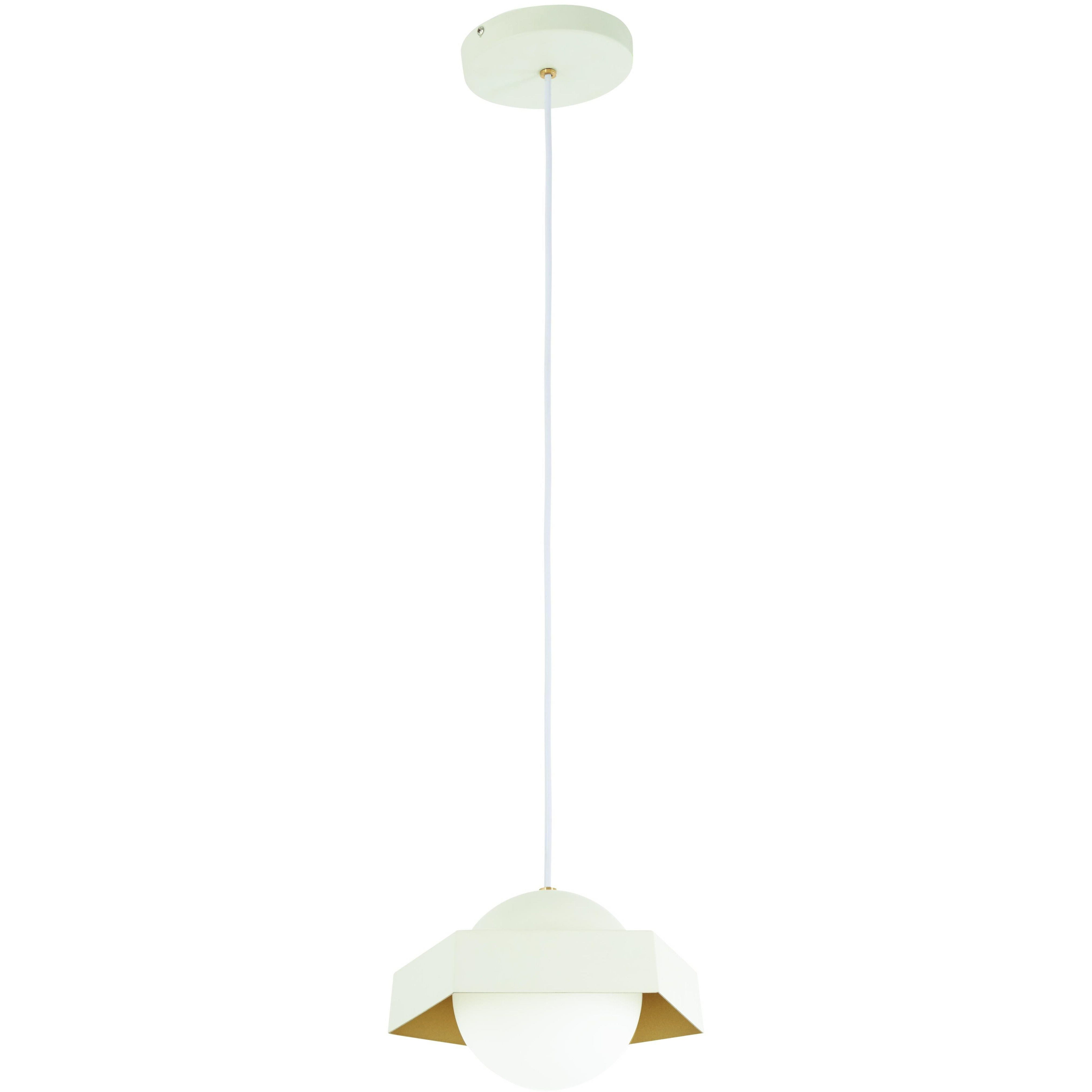 Five-O LED 10.5 inch Textured White W/Gold Leaf Mini Pendant Ceiling Light